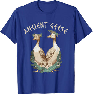 Ancient Greek Mythology Gods and Monsters | Ancient Geese Goose | Black T-Shirt - T-Shirt | Royal