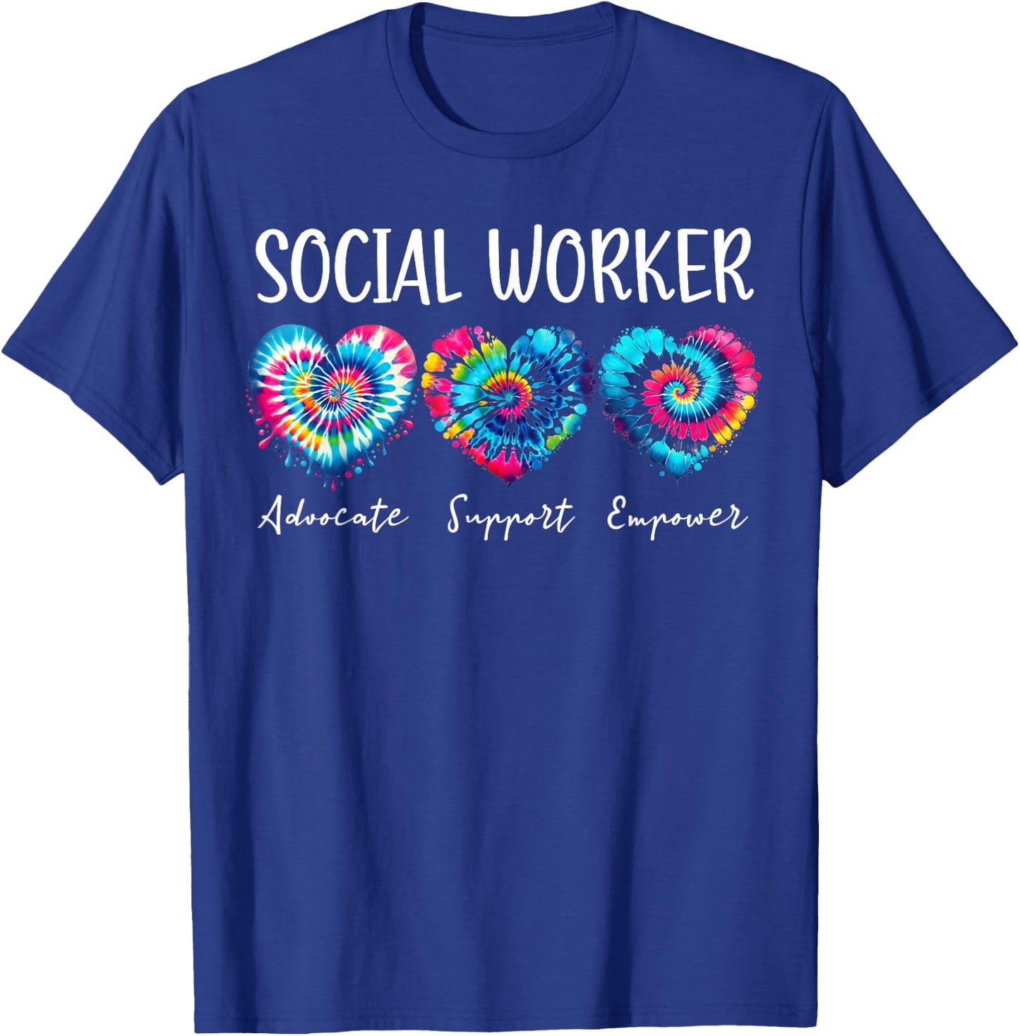 Tie dye heart Social Work Month Child Family Social Worker T-Shirt - T-Shirt | Royal