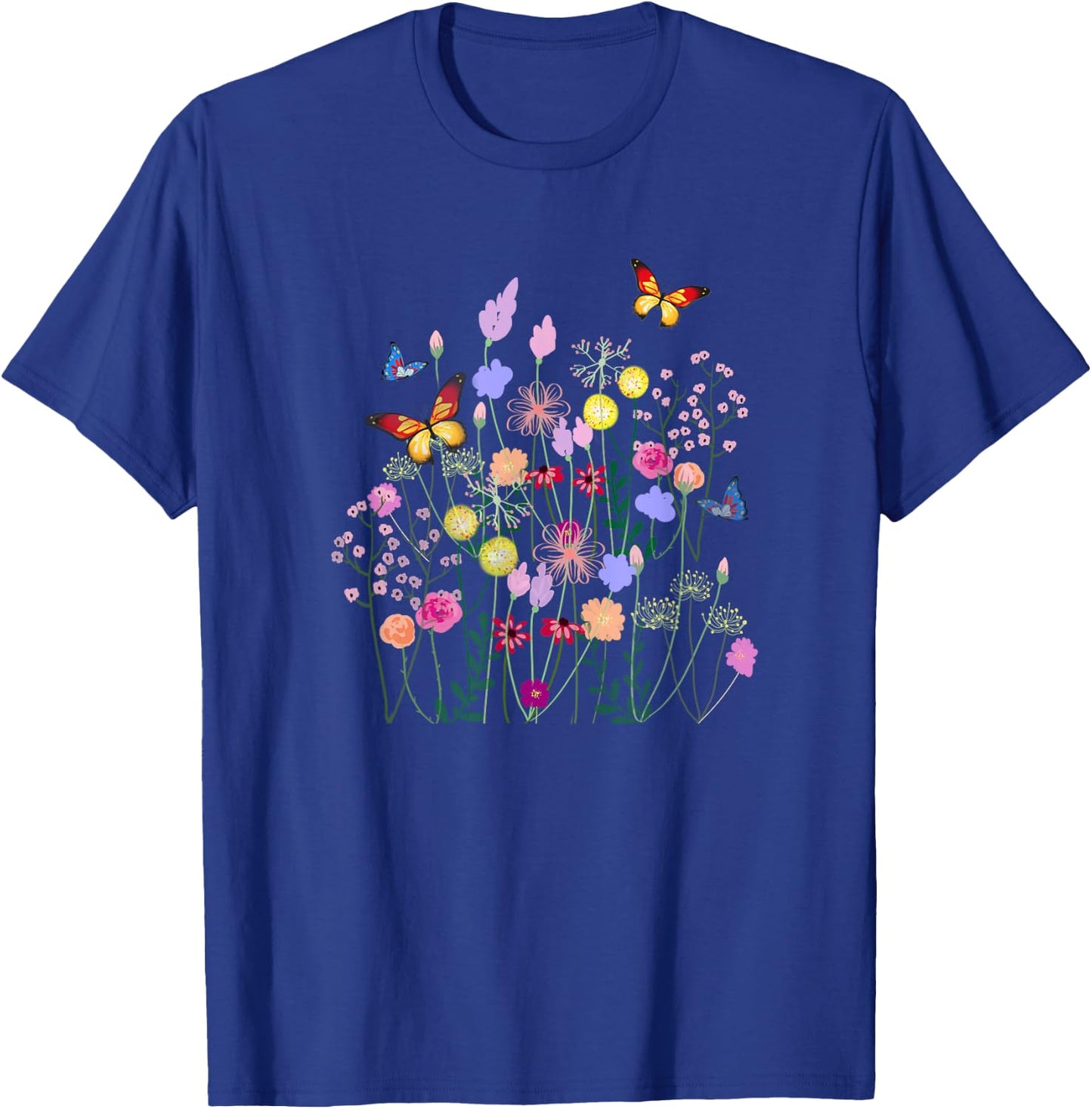 Spring flowers,butterflies,summer,spring art Men Women Kids T-Shirt - T-Shirt | Royal