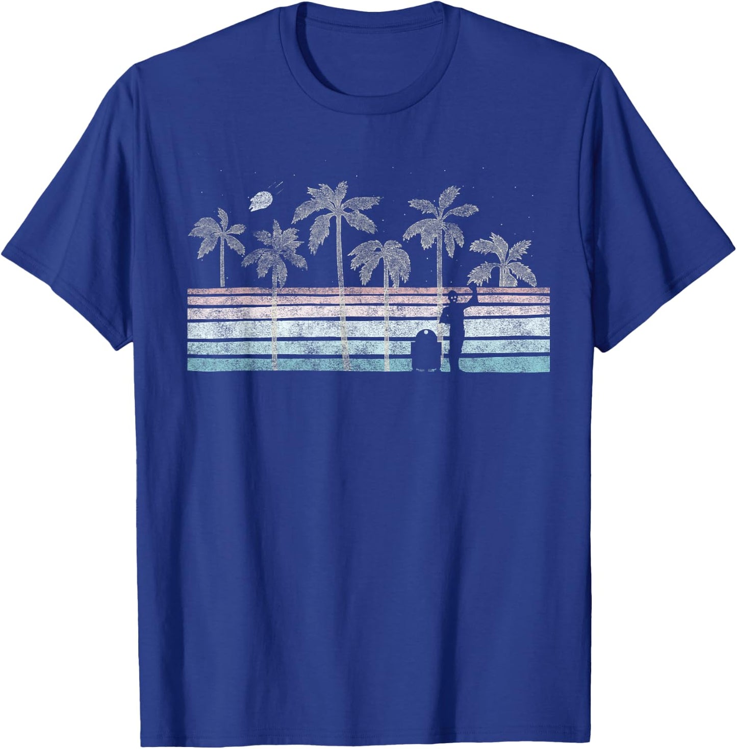 Star Wars R2-D2 & C-3PO Tropical Retro Stripe T-Shirt - T-Shirt | Royal
