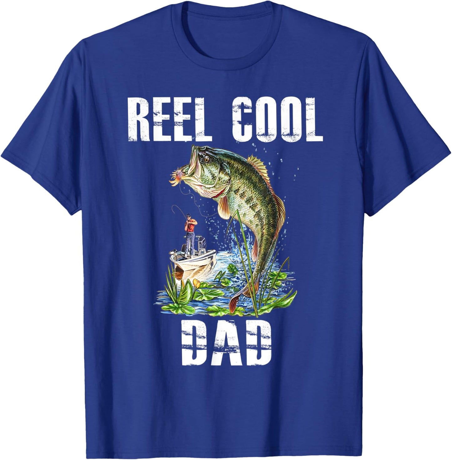 Reel Cool Dad Fishing Fisherman Bass Fish Fathers Day T-Shirt - T-Shirt | Royal