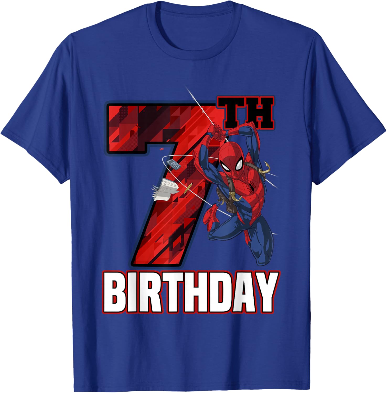 Marvel Spider-Man Web Swing 7th Birthday T-Shirt - T-Shirt | Royal