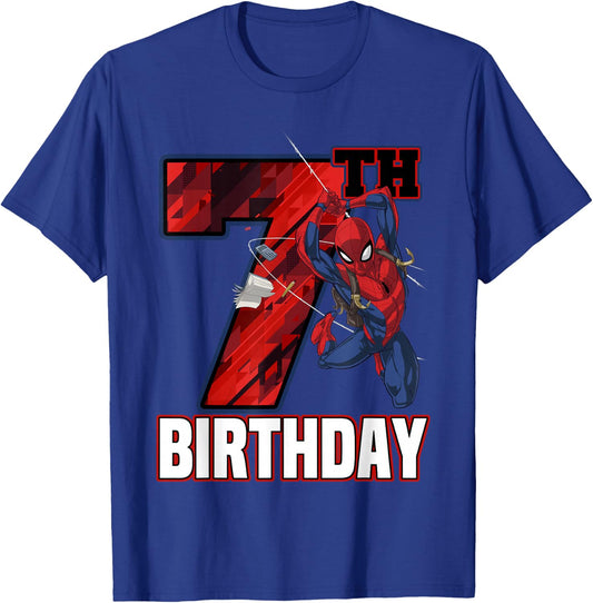 Marvel Spider-Man Web Swing 7th Birthday T-Shirt - T-Shirt | Royal