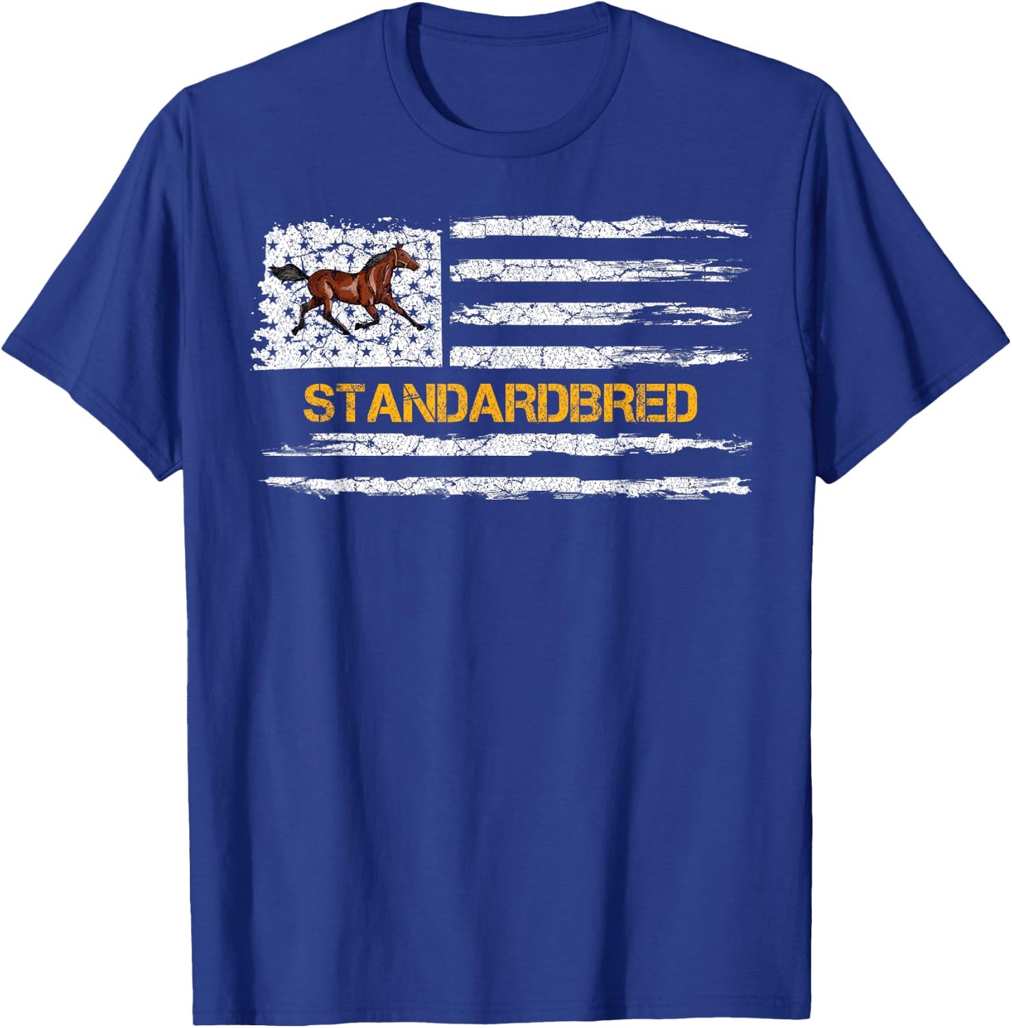 Vintage USA American Flag Standardbred Horse Riding Lover T-Shirt - T-Shirt | Royal