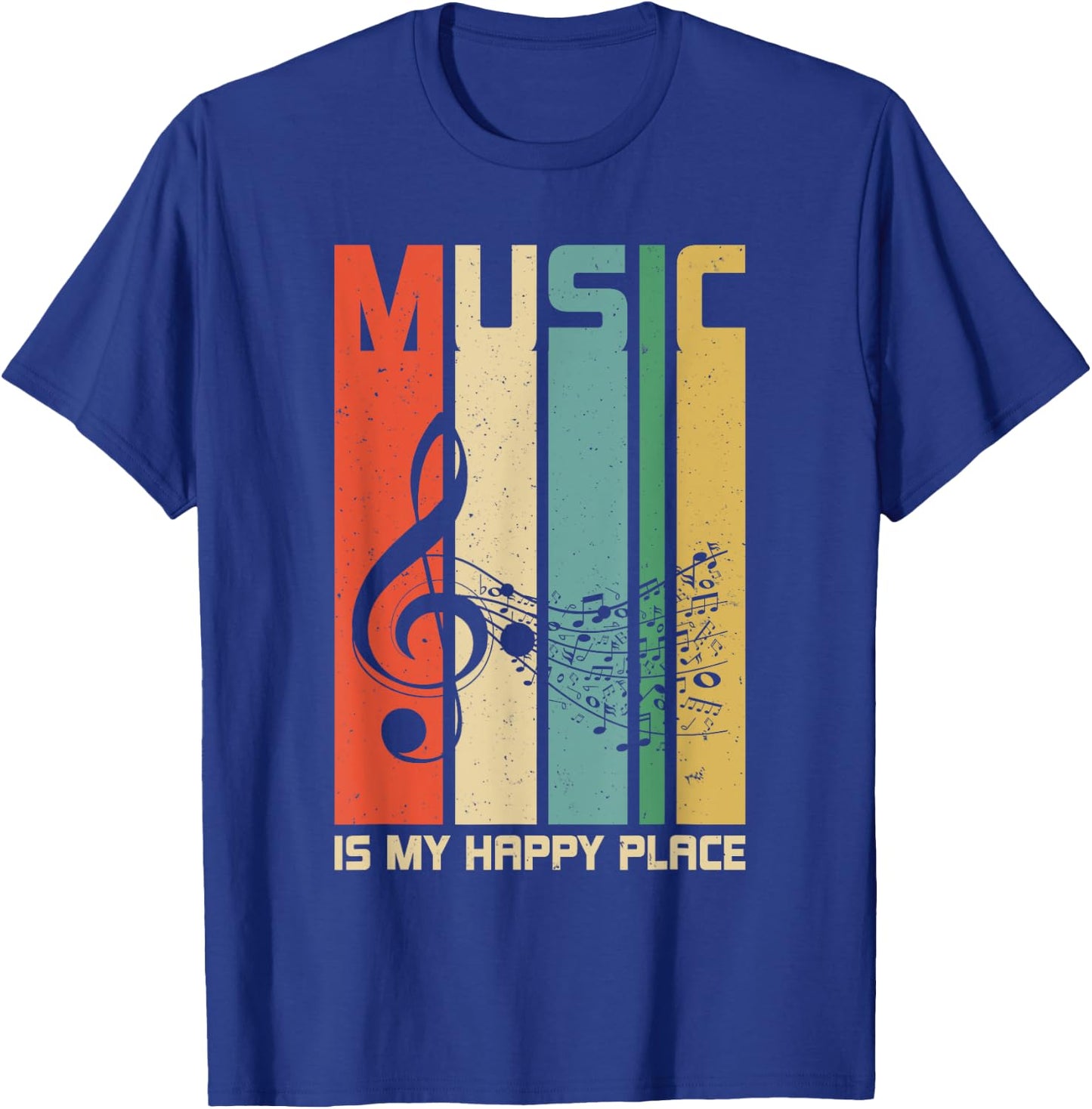 Music is My Happy Place Gift Musician Lover Artist Singer T-Shirt - T-Shirt | Royal