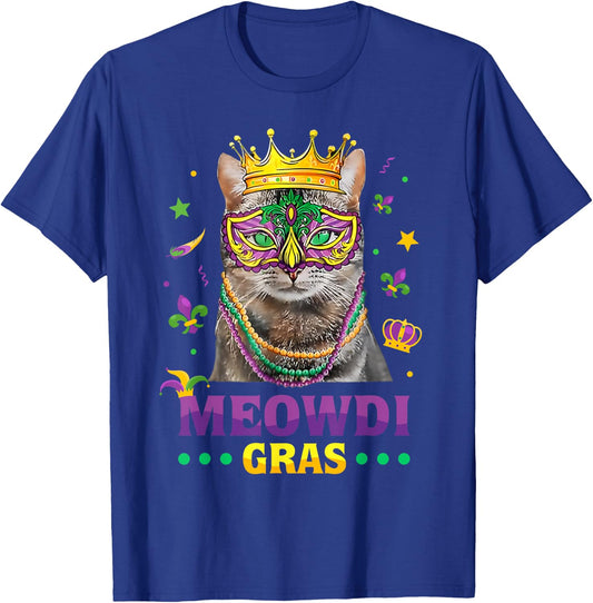 Meowdi Gras Mardi Gras Cat Lover New Orleans Louisiana USA T-Shirt - T-Shirt | Royal