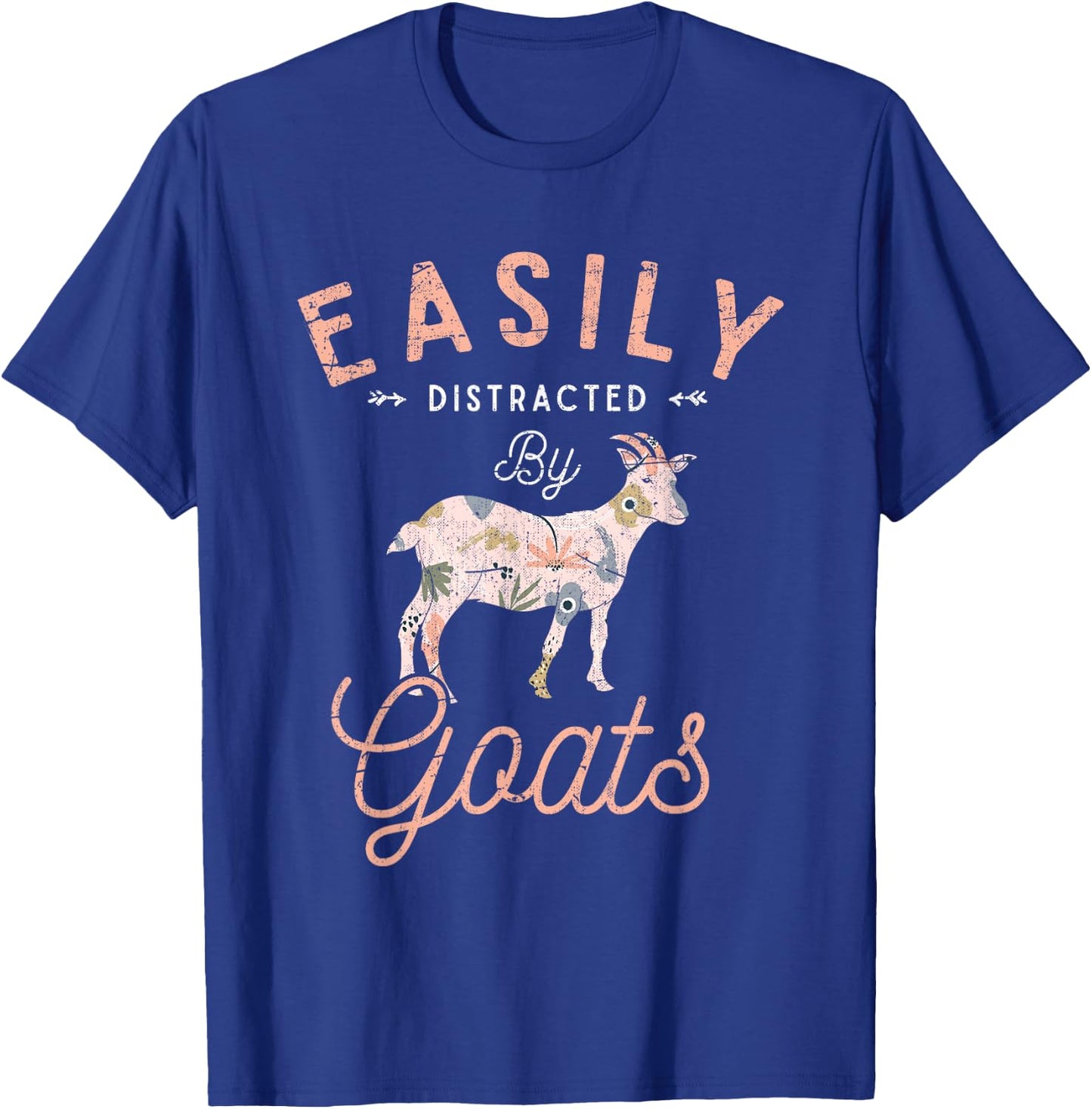 Slightly Distracted by Goats Farm Animal Vintage Goat T-Shirt - T-Shirt | Royal