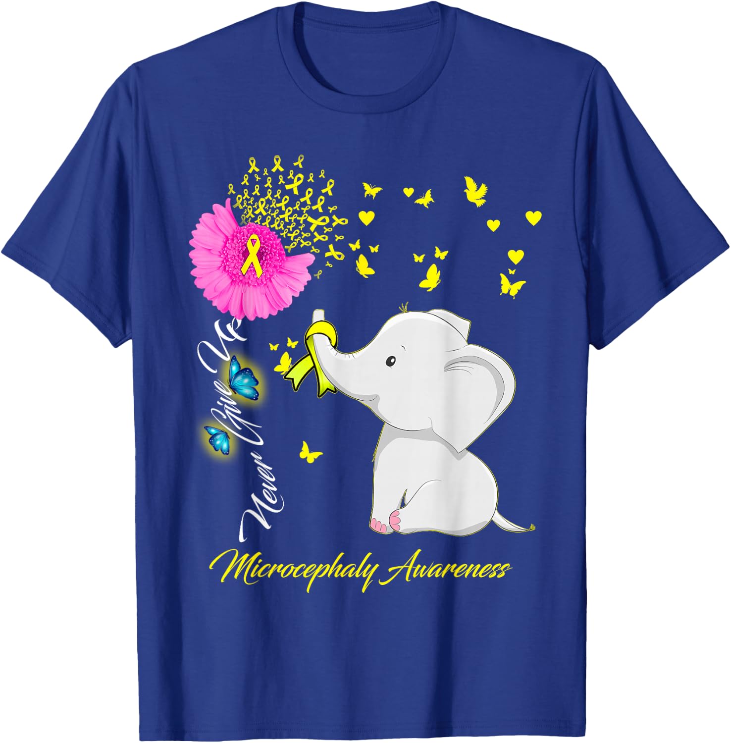 Elephant Microcephaly Awareness - Microcephaly Ribbon Gifts T-Shirt - T-Shirt | Royal