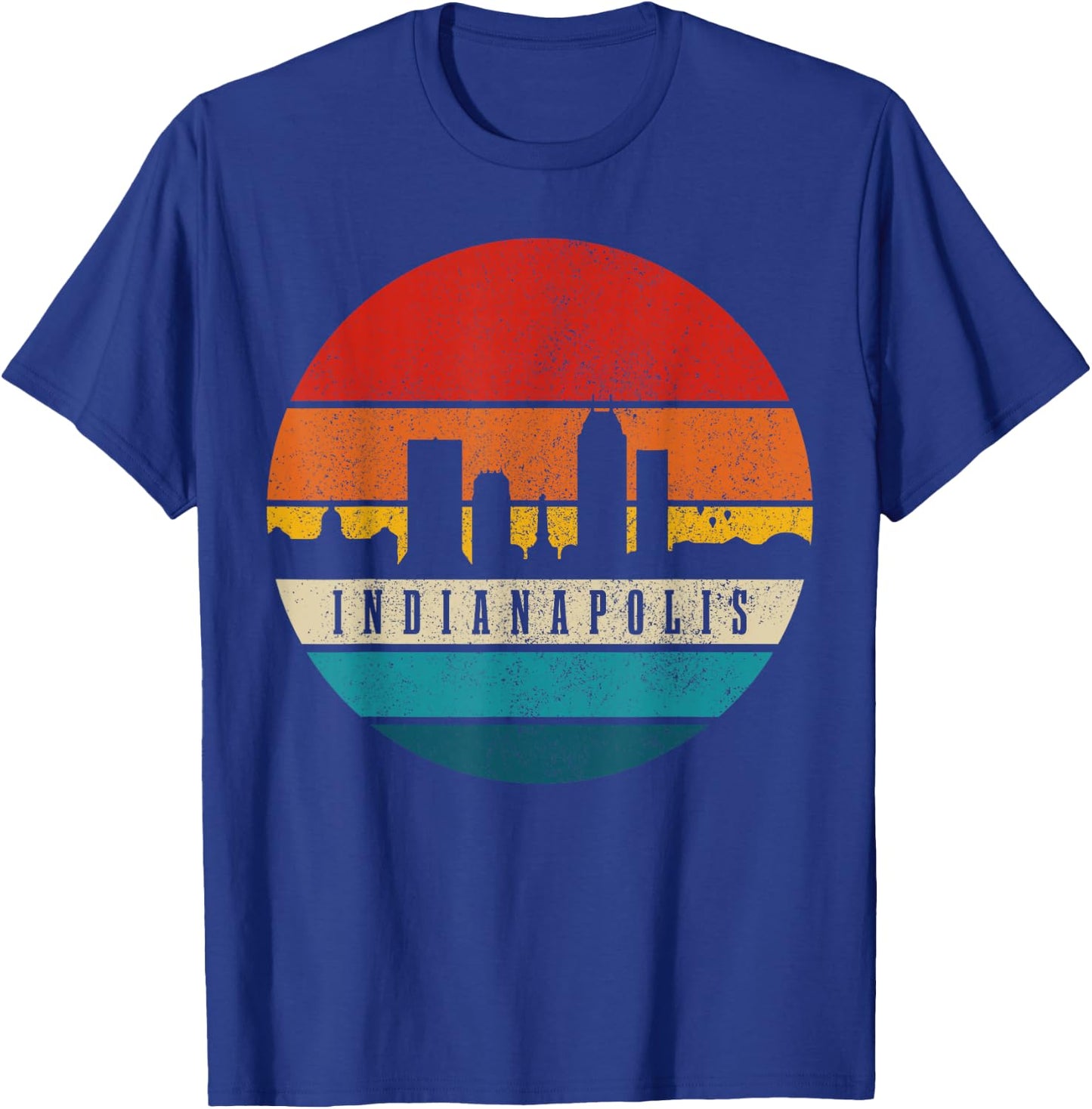 Indianapolis Skyline Indiana Vintage USA America Souvenir T-Shirt - T-Shirt | Royal