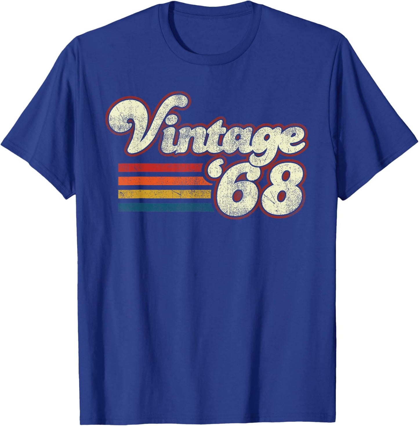 Vintage Retro Birthday 1968 55 Birthday Black Adult Classic Fit Short Sleeve T-Shirt - T-Shirt | Royal