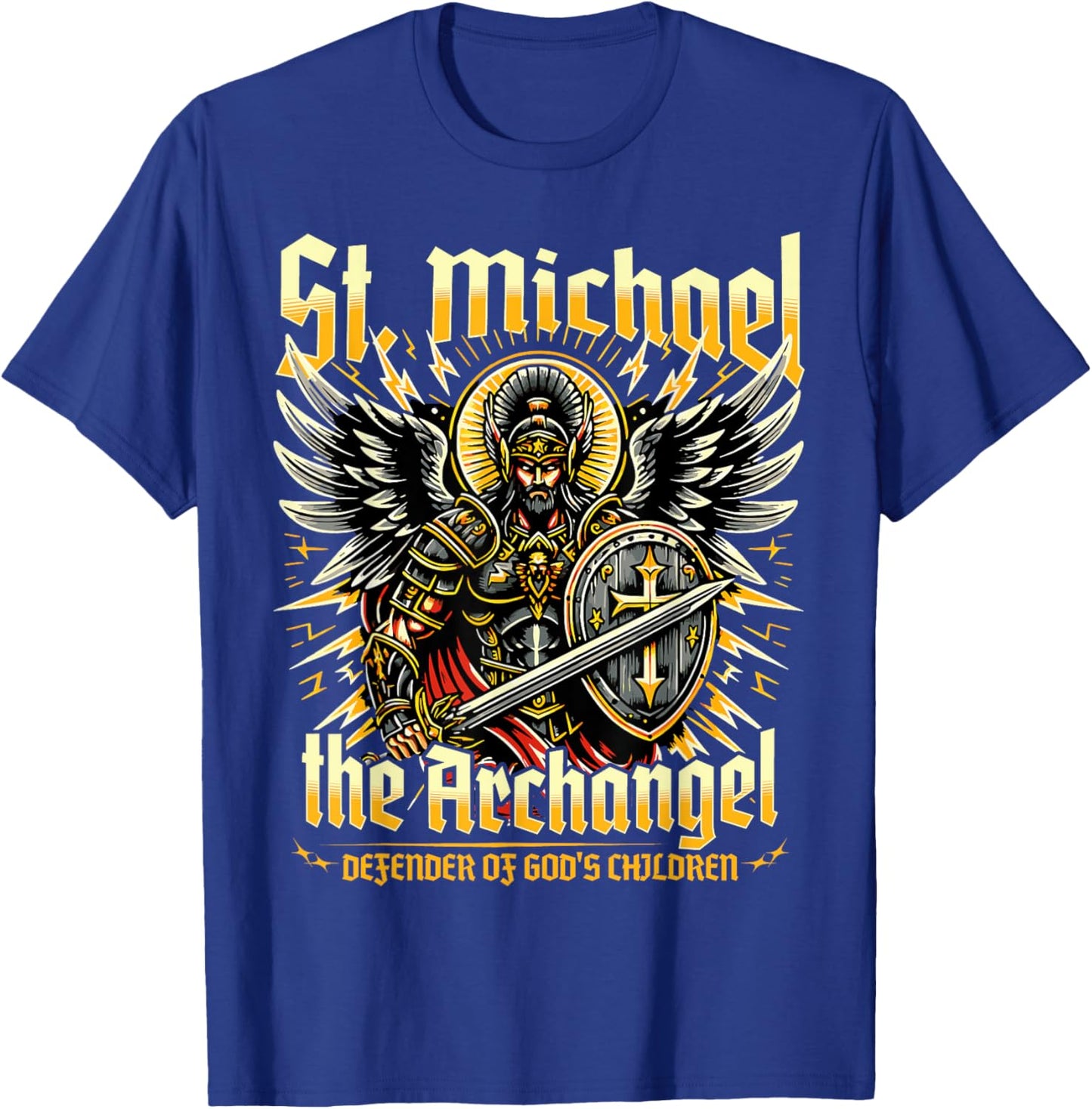 St. Michael the Archangel Defender of God's Children T-Shirt - T-Shirt | Royal