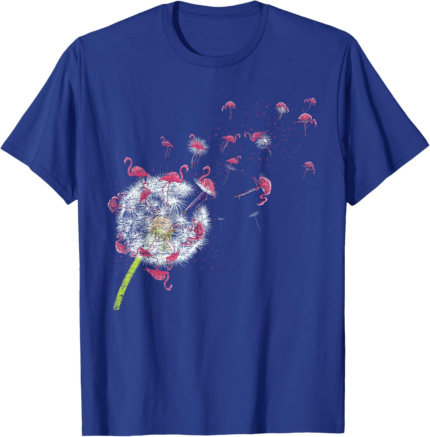 Bird Dandelion Tropical Animal Exotic Floral Pink Flamingo T-Shirt - T-Shirt | Royal