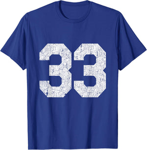 #33 Jersey Uniform Varsity Sports Number, 33rd Birthday T-Shirt - T-Shirt | Royal