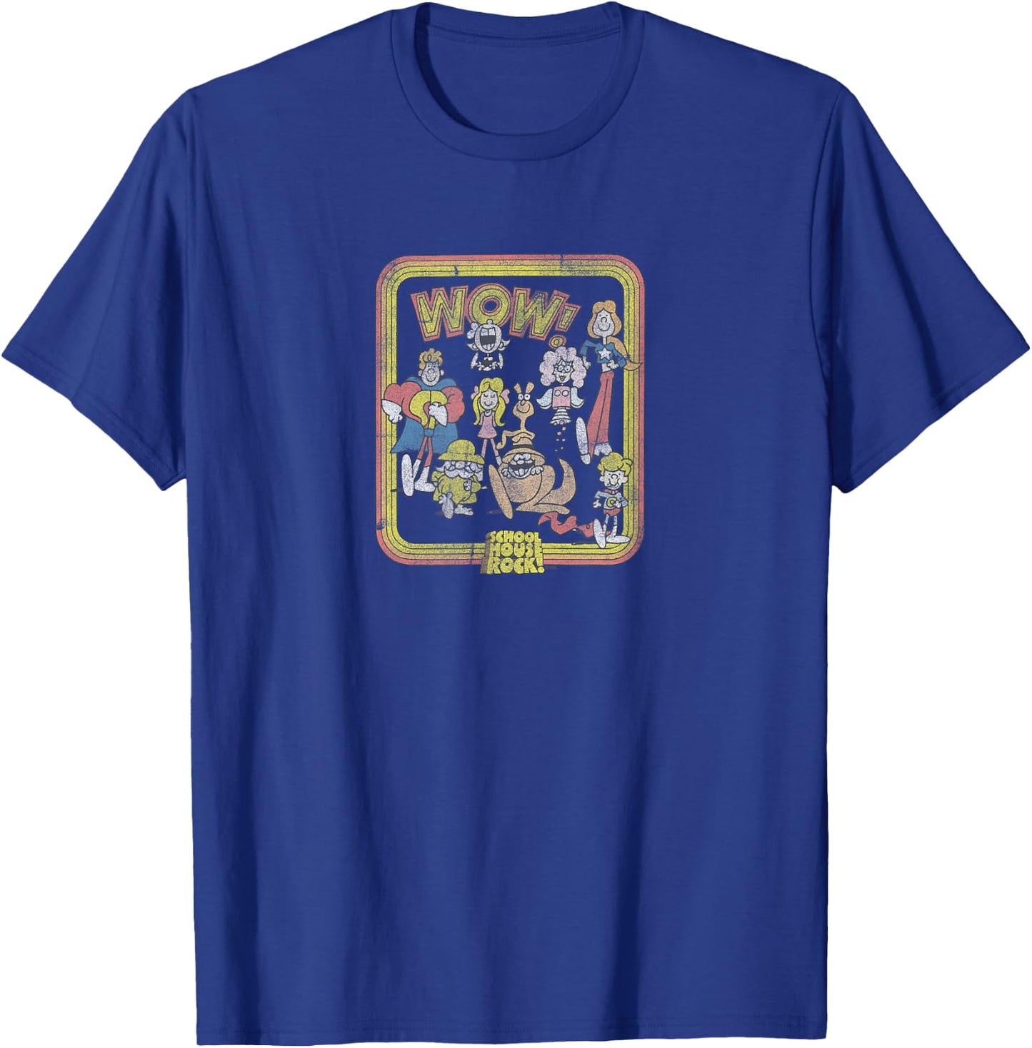 Schoolhouse Rock Wow Characters Vintage Cartoon T-Shirt - T-Shirt | Royal