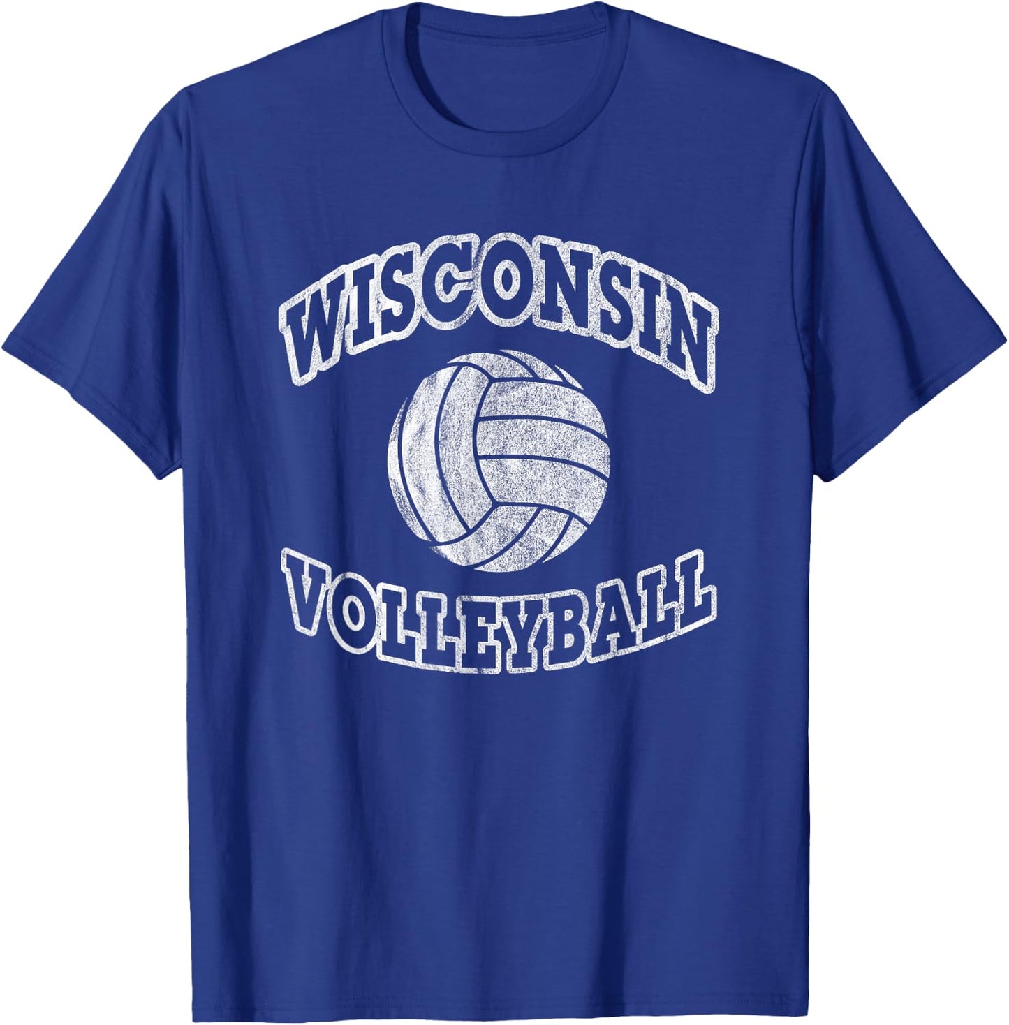 Wisconsin Volleyball Classic Style Vintage Distressed T-Shirt - T-Shirt | Royal