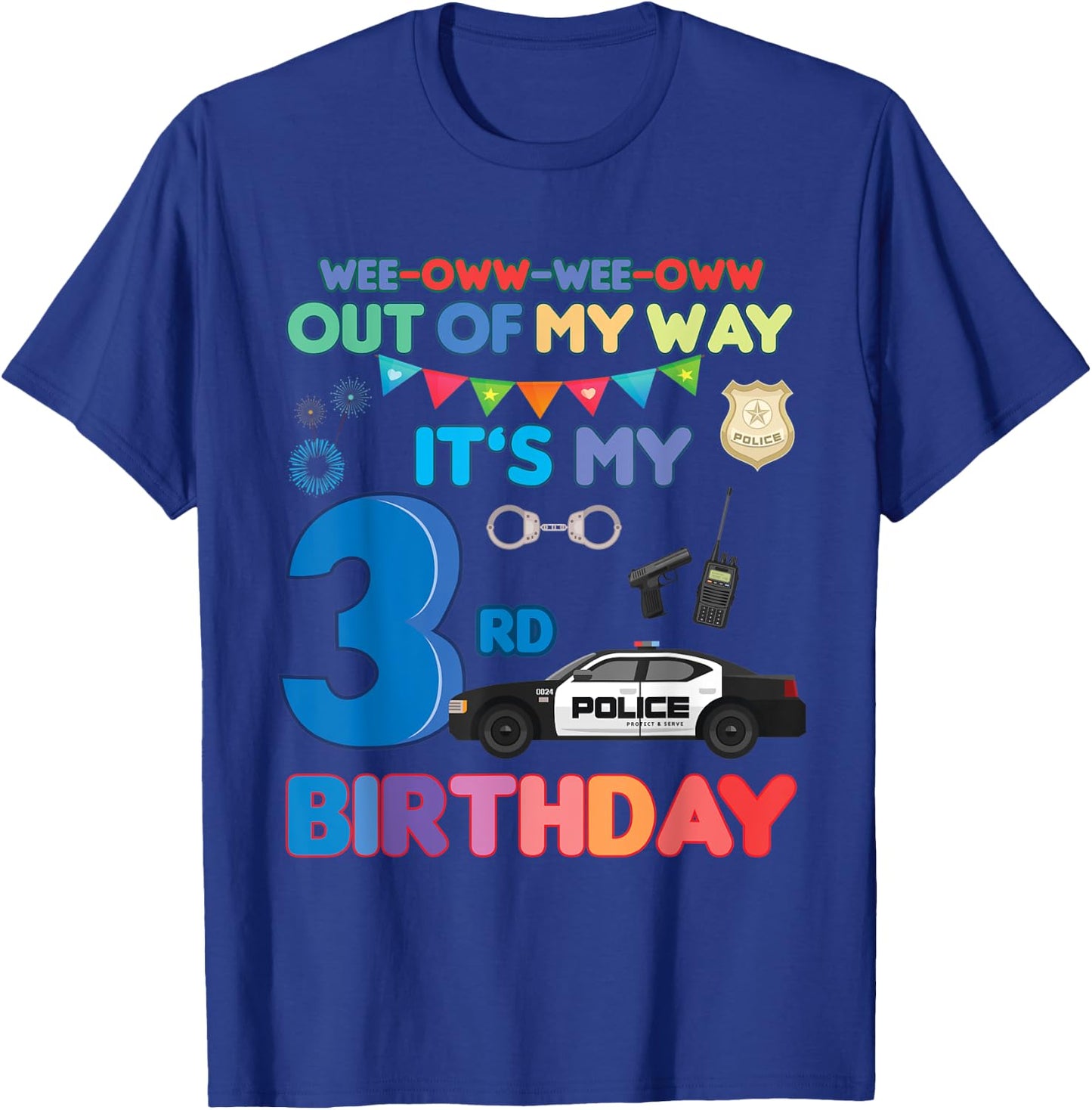 Out of my way it's my 3rd birthday Police kids boy T-Shirt - T-Shirt | Royal