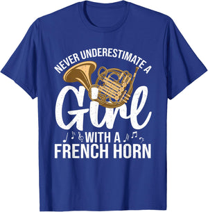 Best French Horn Art Girls French Horn Lover T-Shirt - T-Shirt | Royal