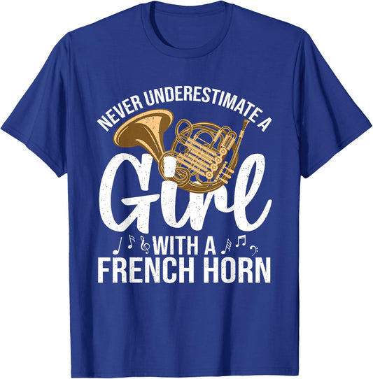 Best French Horn Art Girls French Horn Lover T-Shirt - T-Shirt | Royal