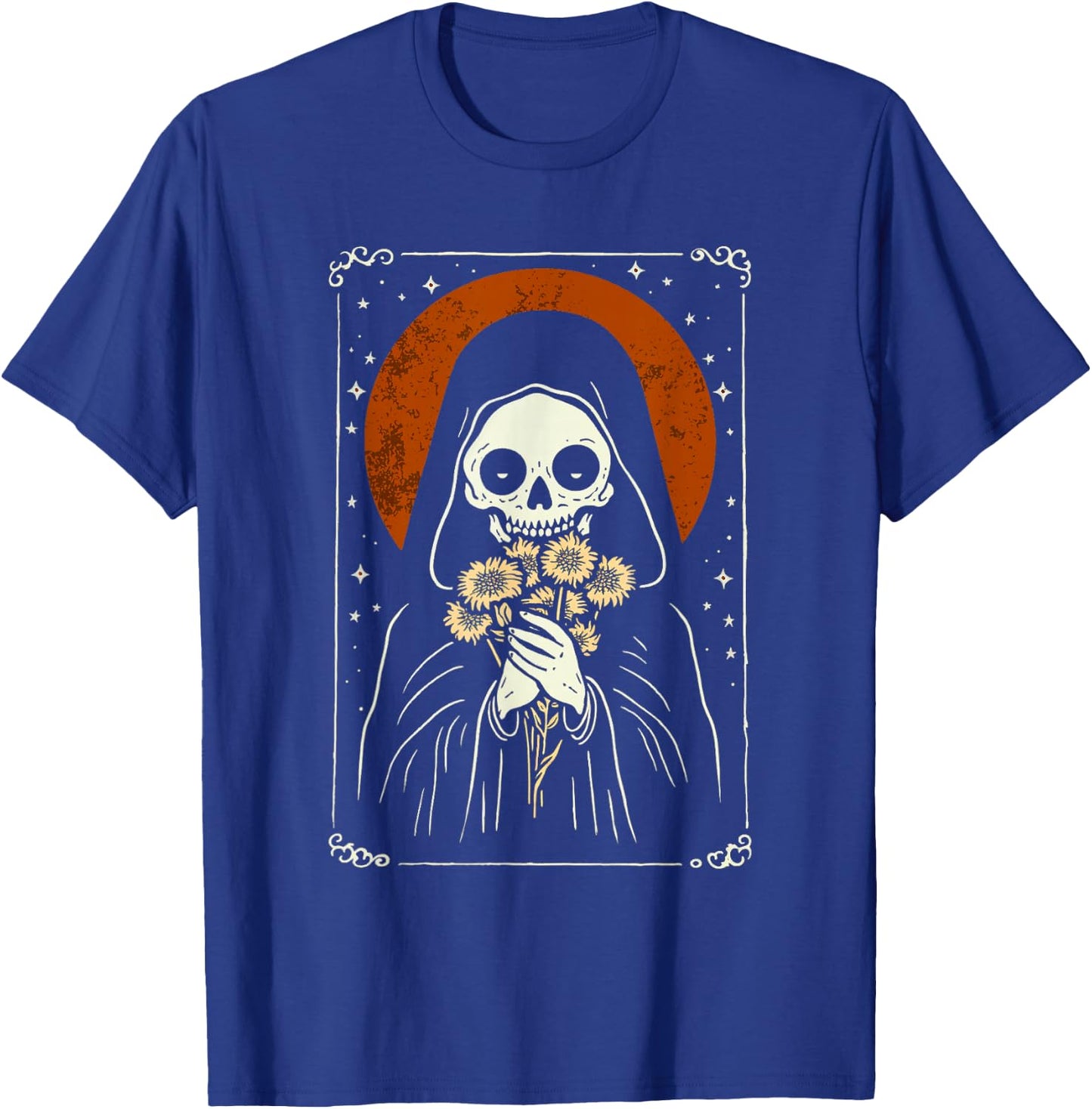 Death Brings Flowers Cute Reaper Skull And Bouquet T-Shirt - T-Shirt | Royal