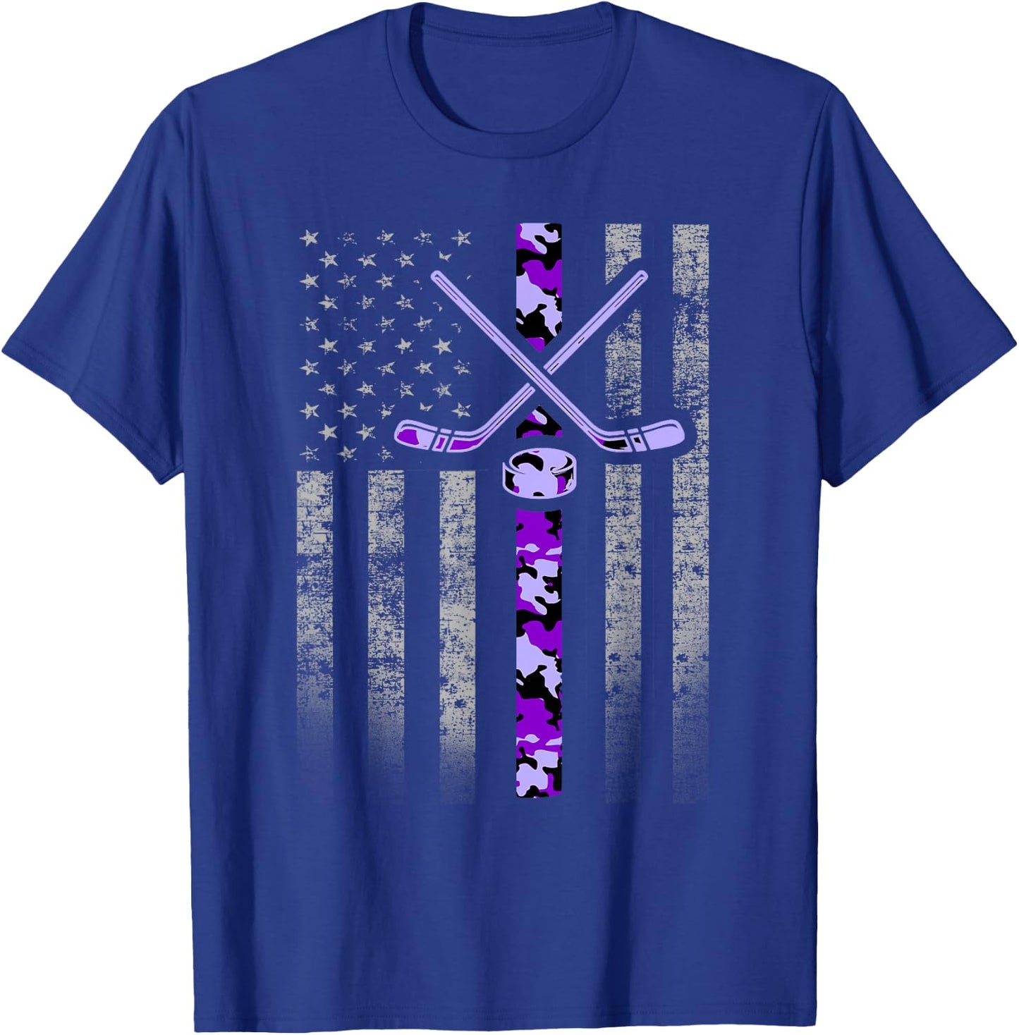 Camouflage Hockey Flag - Military Hockey Purple Camo T-Shirt - T-Shirt | Royal