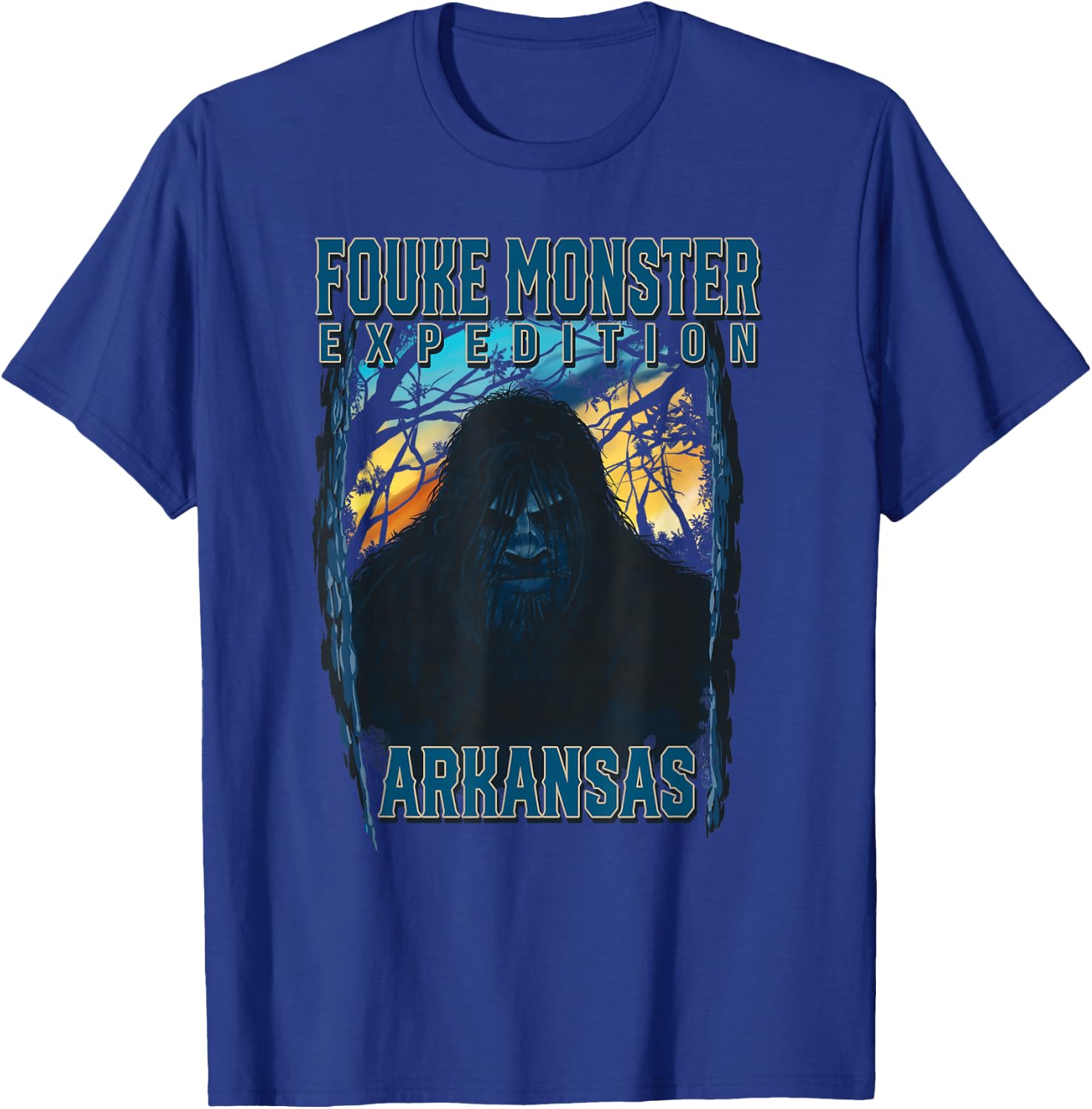 Fouke Monster Expedition Arkansas Boggy Creek Monster T-Shirt - T-Shirt | Royal