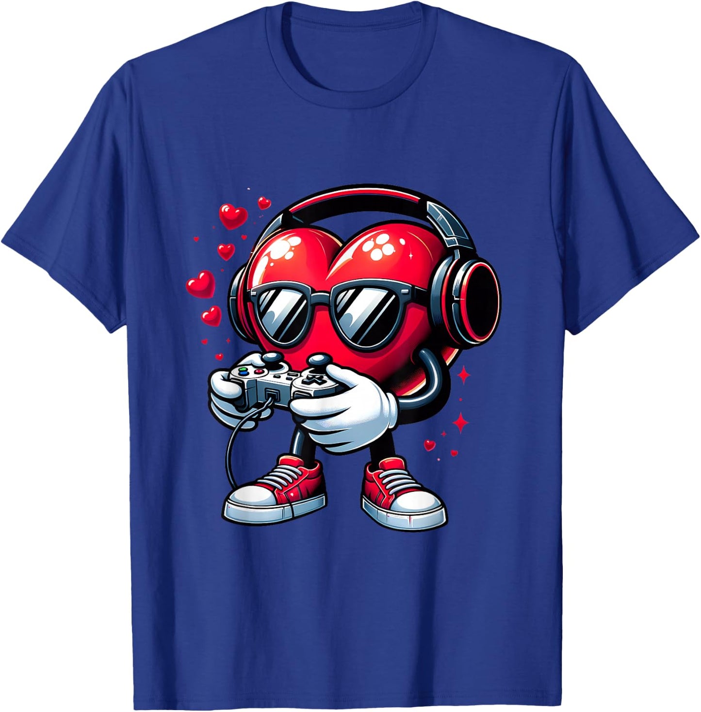 Funny Heart Gaming Valentine Video Games Gamer Cute Hearts T-Shirt - T-Shirt | Royal