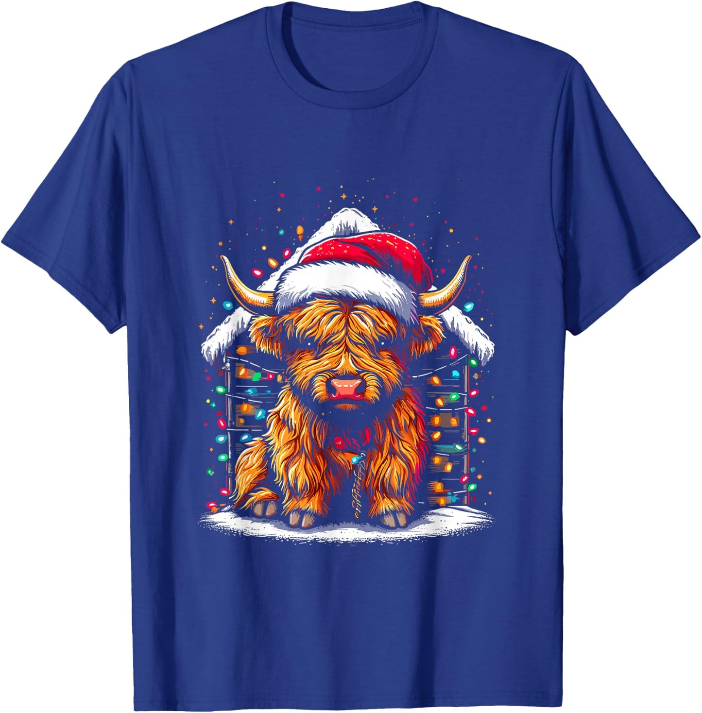 Highland Cow Santa Claus Hat - Cute Xmas Cow Christmas Lover T-Shirt - T-Shirt | Royal