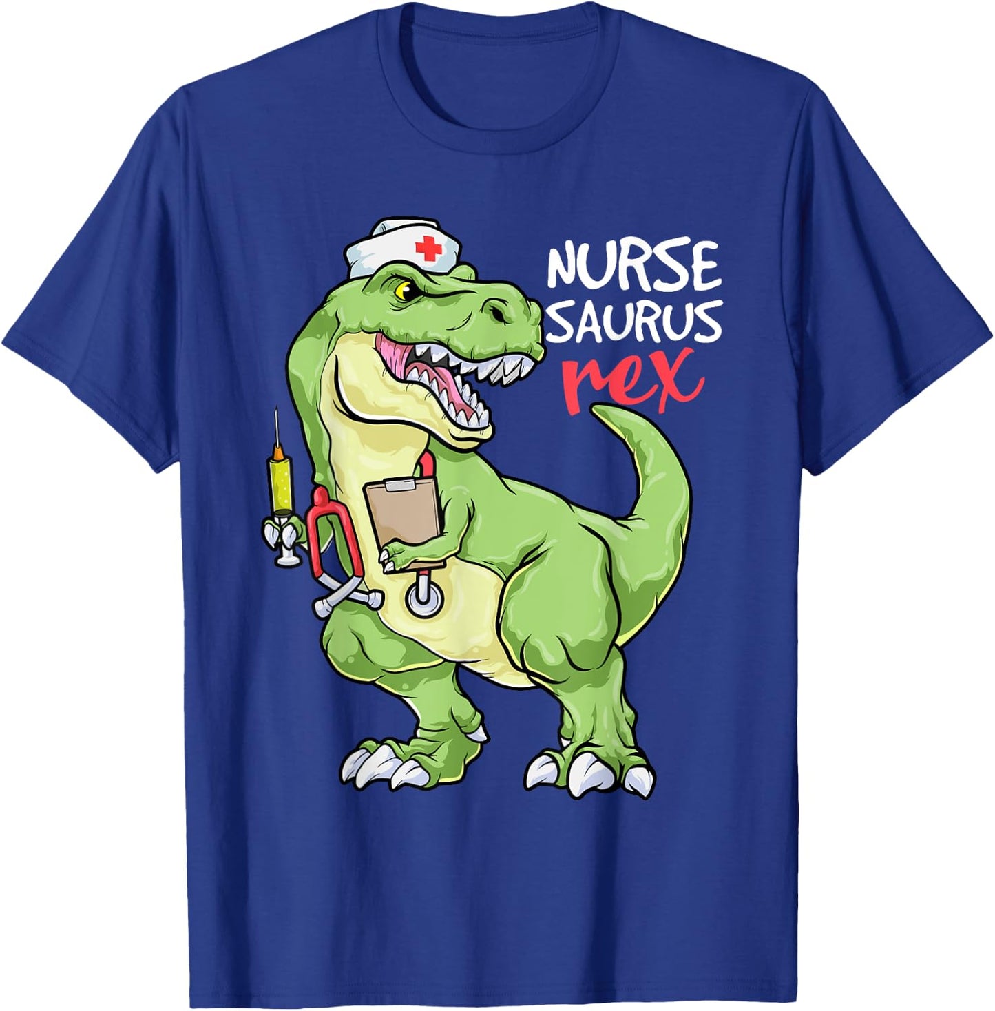 Nurse Dinosaur Shirt Nursesaurus T Rex Nursing Gift RN Nurse T-Shirt - T-Shirt | Royal