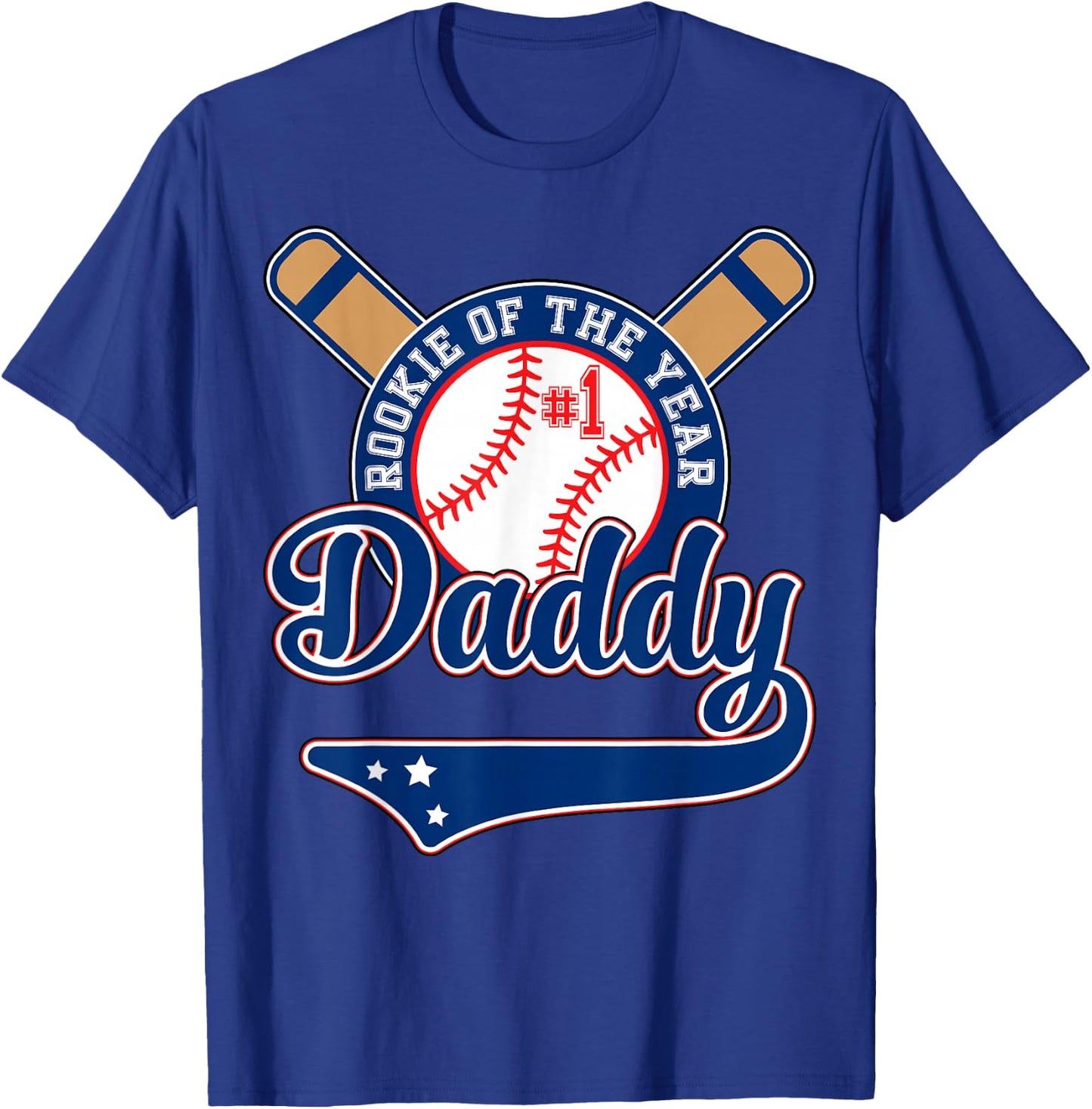 Daddy of Rookie 1st Birthday Baseball Theme Matching Party T-Shirt - T-Shirt | Royal