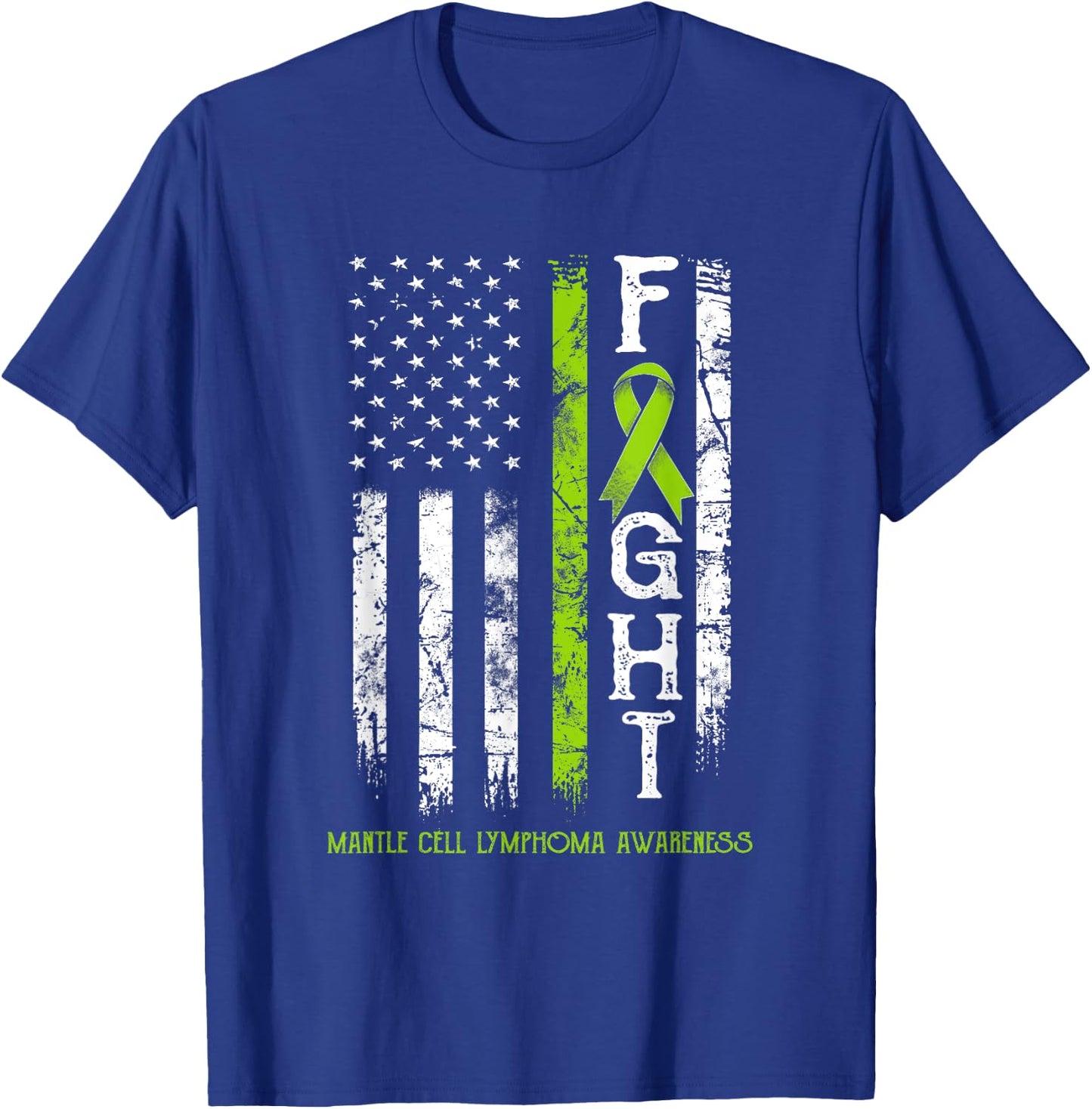 Mantle Cell Lymphoma Warrior US Flag T-Shirt - T-Shirt | Royal