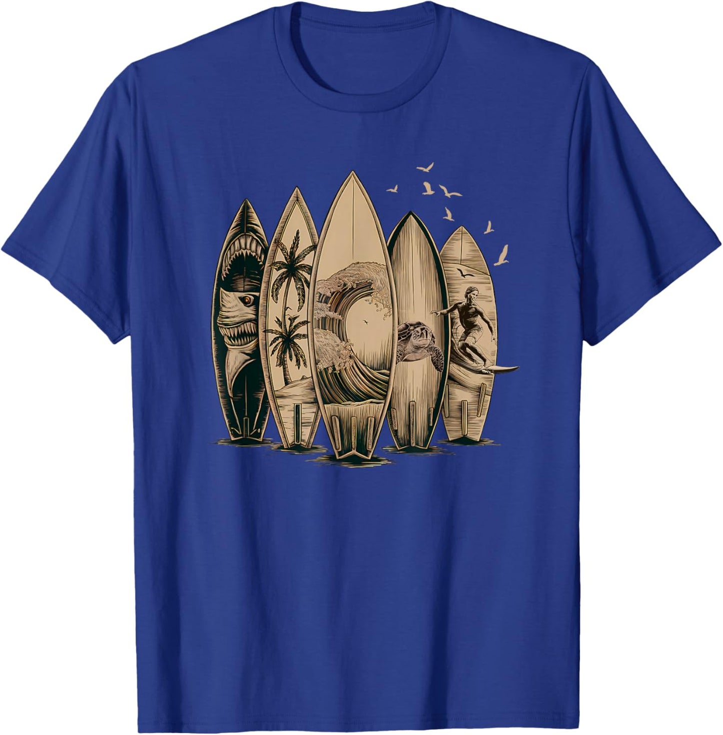 Cool Surfing Tropical Surfboards Vintage Surfboarder Surfer T-Shirt - T-Shirt | Royal