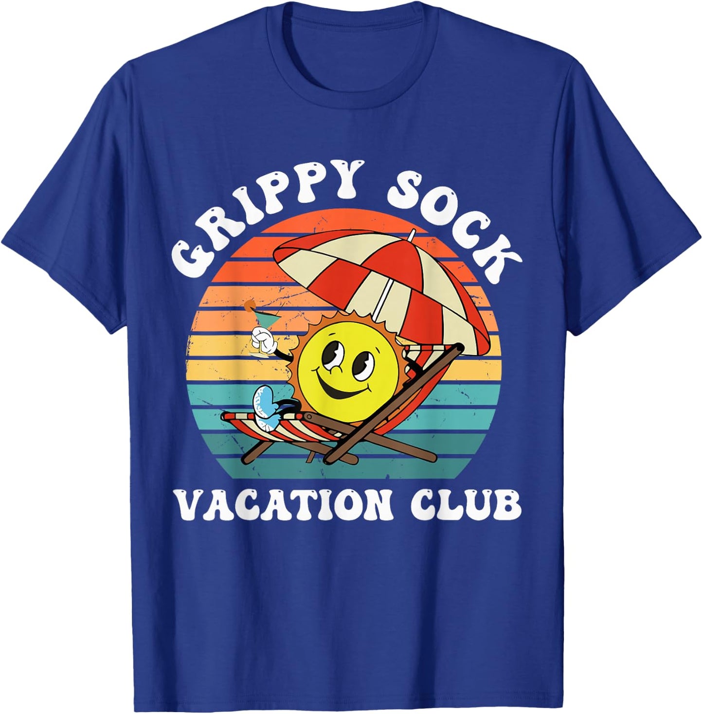 Grippy Sock Vacation Club Funny T-Shirt - T-Shirt | Royal