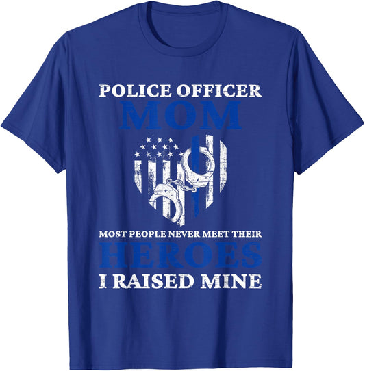 Police Officer Mom - Blue Line Police T-Shirt - T-Shirt | Royal