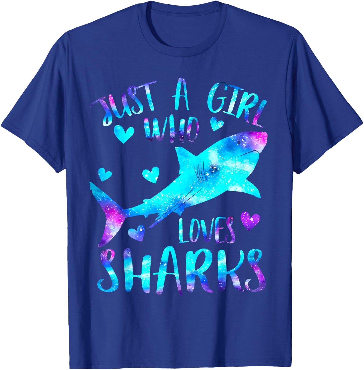 Just a Girl Who Loves Sharks Galaxy Shark Lover Theme Girls T-Shirt - T-Shirt | Royal