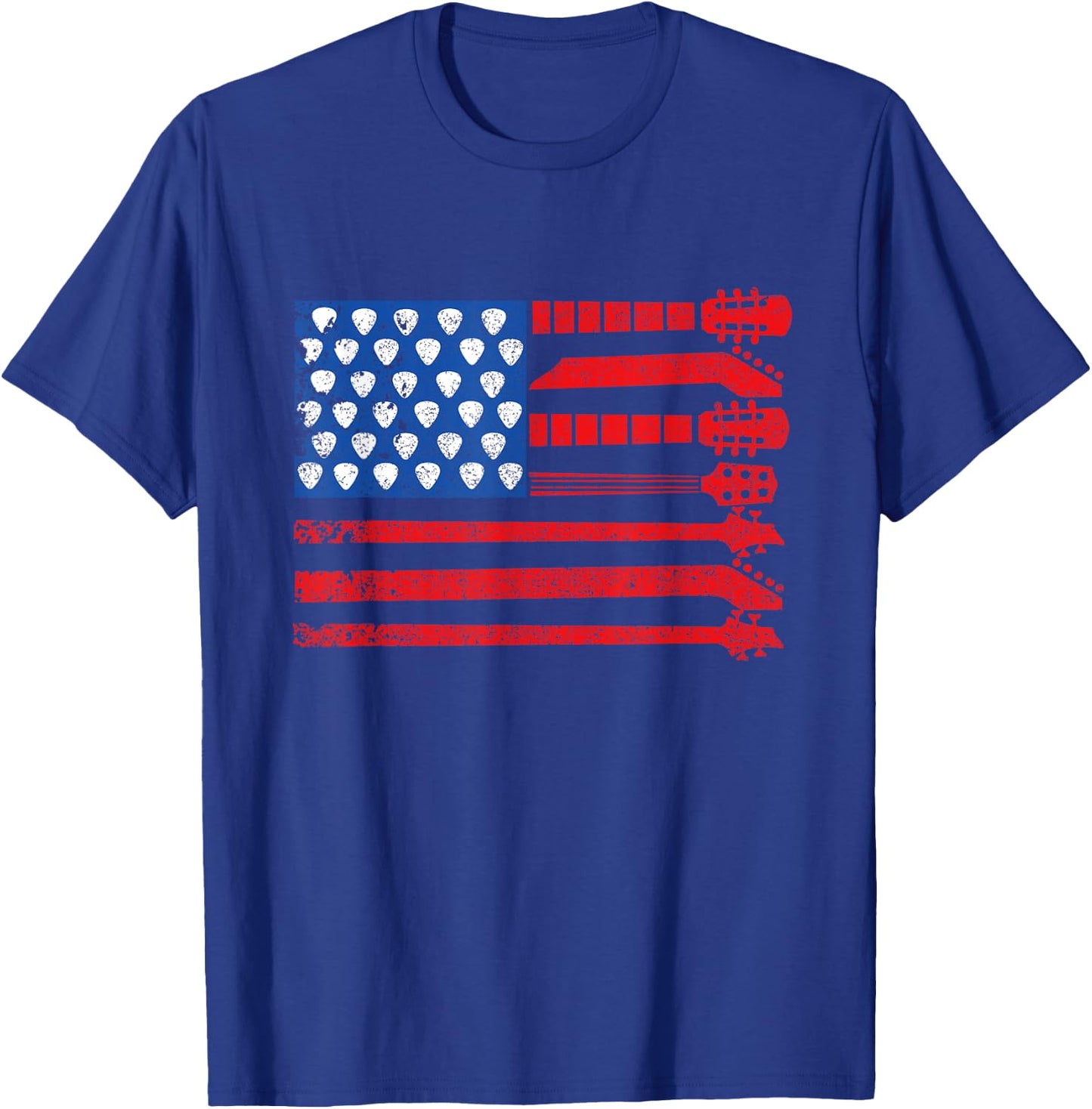 American Flag Guitar Red White Blue Patriotic Men Women Kids T-Shirt - T-Shirt | Royal