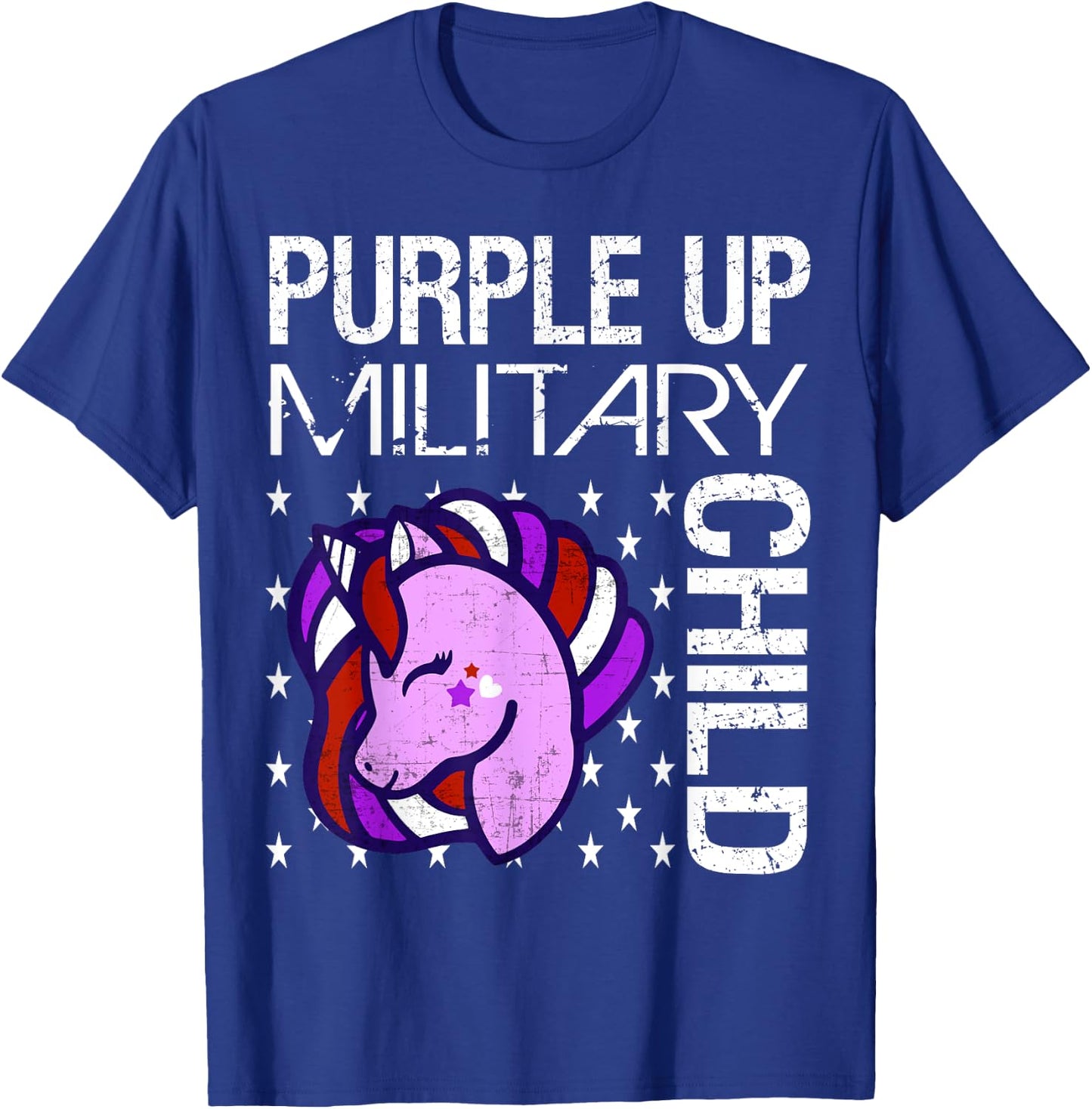 Awareness Month Purple Up Military Child Purple-Up Unicorn T-Shirt - T-Shirt | Royal