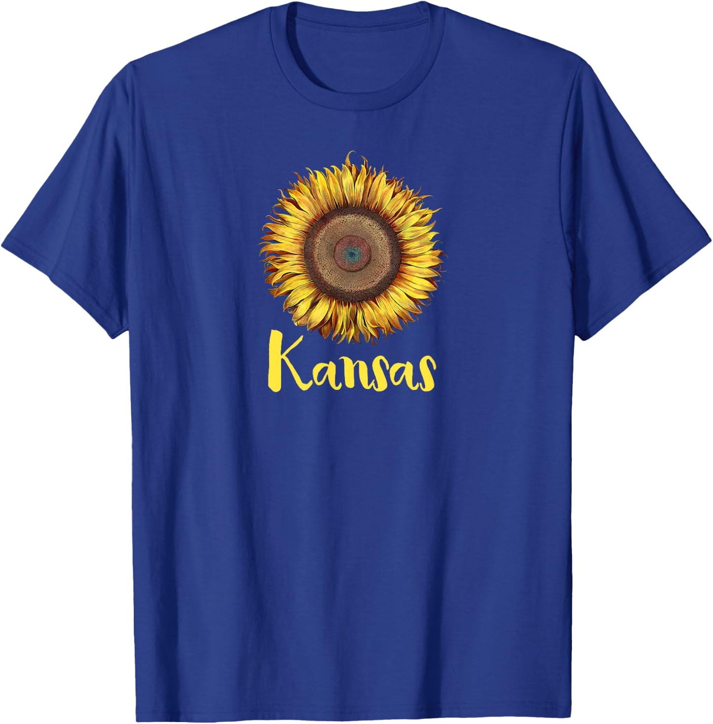 Single Sunflower State of Kansas Flower Apparel T-Shirt - T-Shirt | Royal