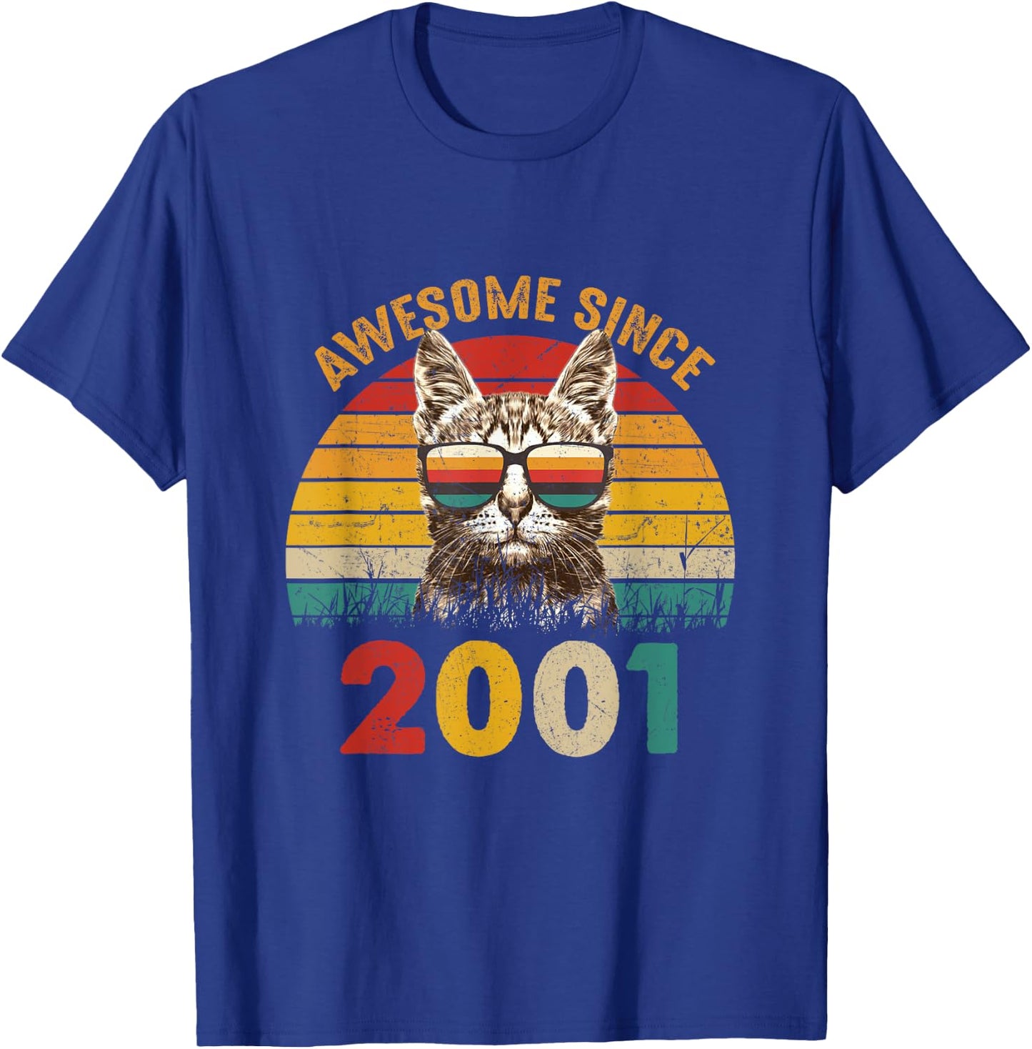 24th Birthday Vintage Cat Lover Gift Awesome Since 2001 Women T-Shirt - T-Shirt | Royal