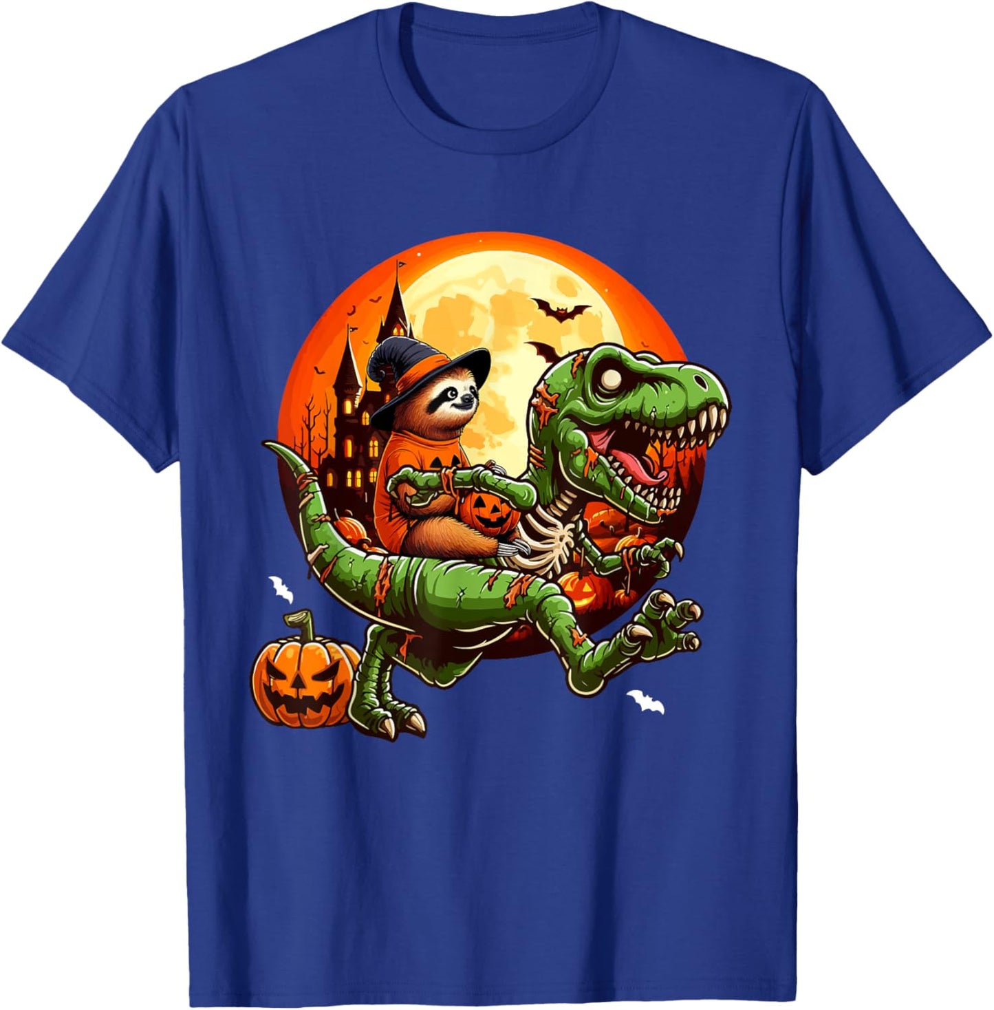 Sloth Riding Horror T-rex As Zombie Halloween Kids Toddler T-Shirt - T-Shirt | Royal