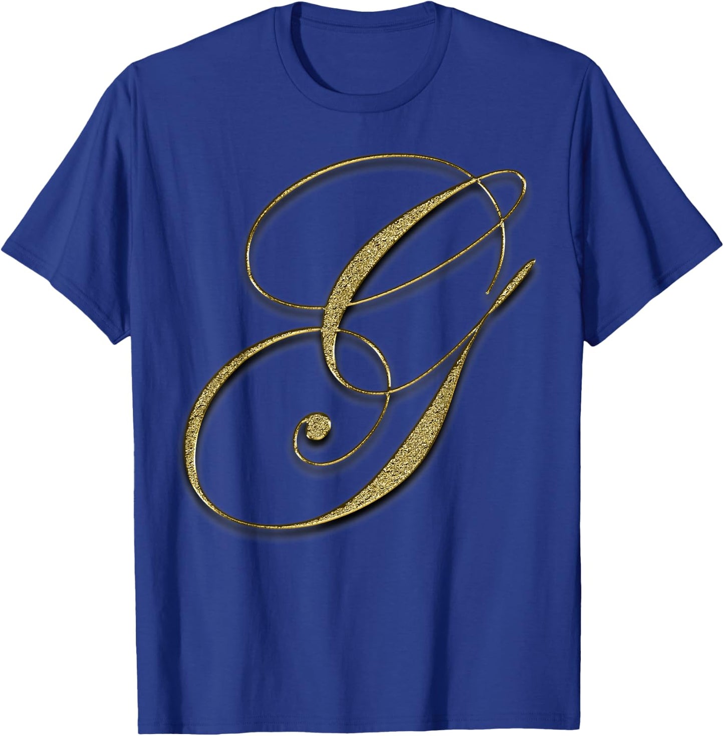 Monogram Initial Letter G Gold T-Shirt - T-Shirt | Royal