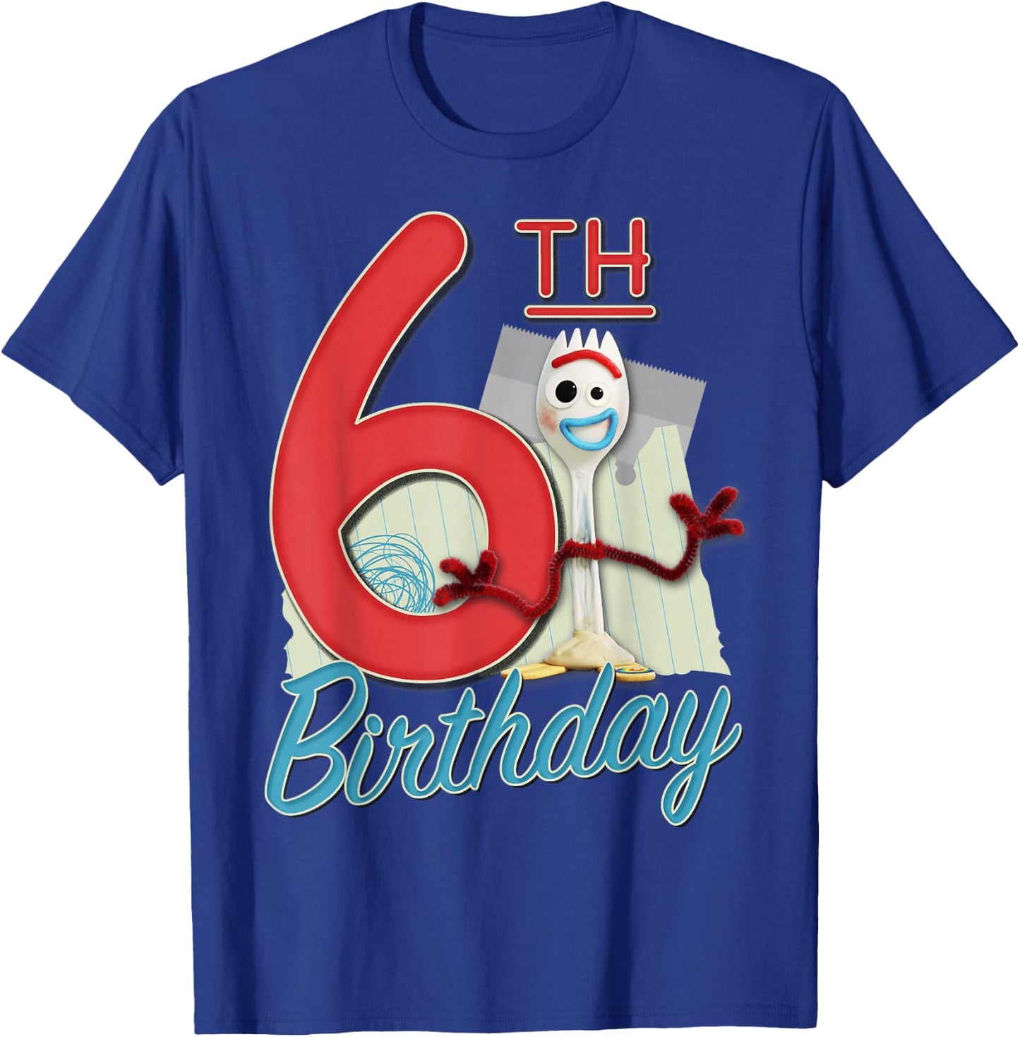 Disney Pixar Toy Story 4 Forky 6th Birthday T-Shirt - T-Shirt | Royal