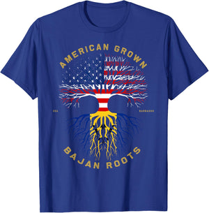 American Grown With Bajan Roots Tree USA Flag Unique Gifts T-Shirt - T-Shirt | Royal