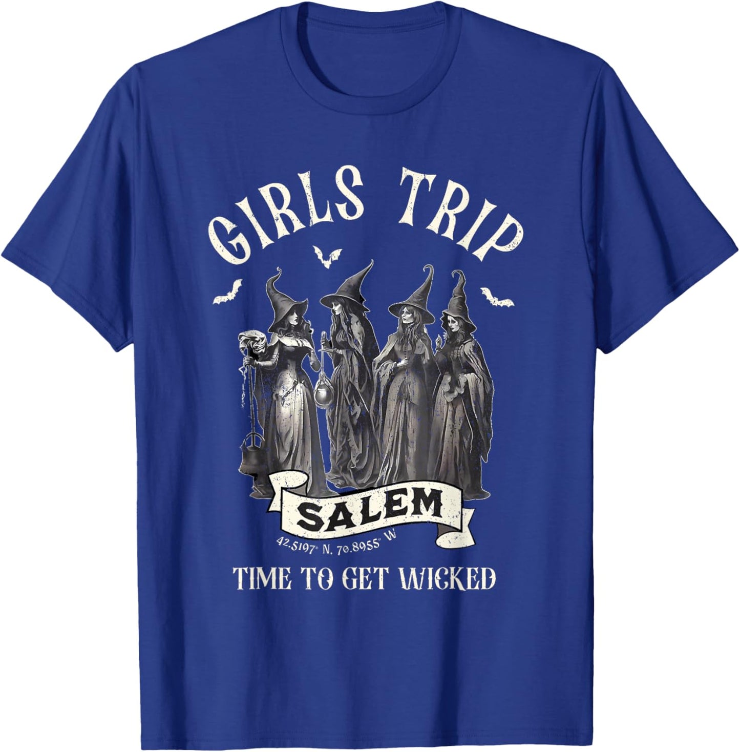 Vintage Girls Trip to Salem Time To Get Wicked Halloween T-Shirt - T-Shirt | Royal