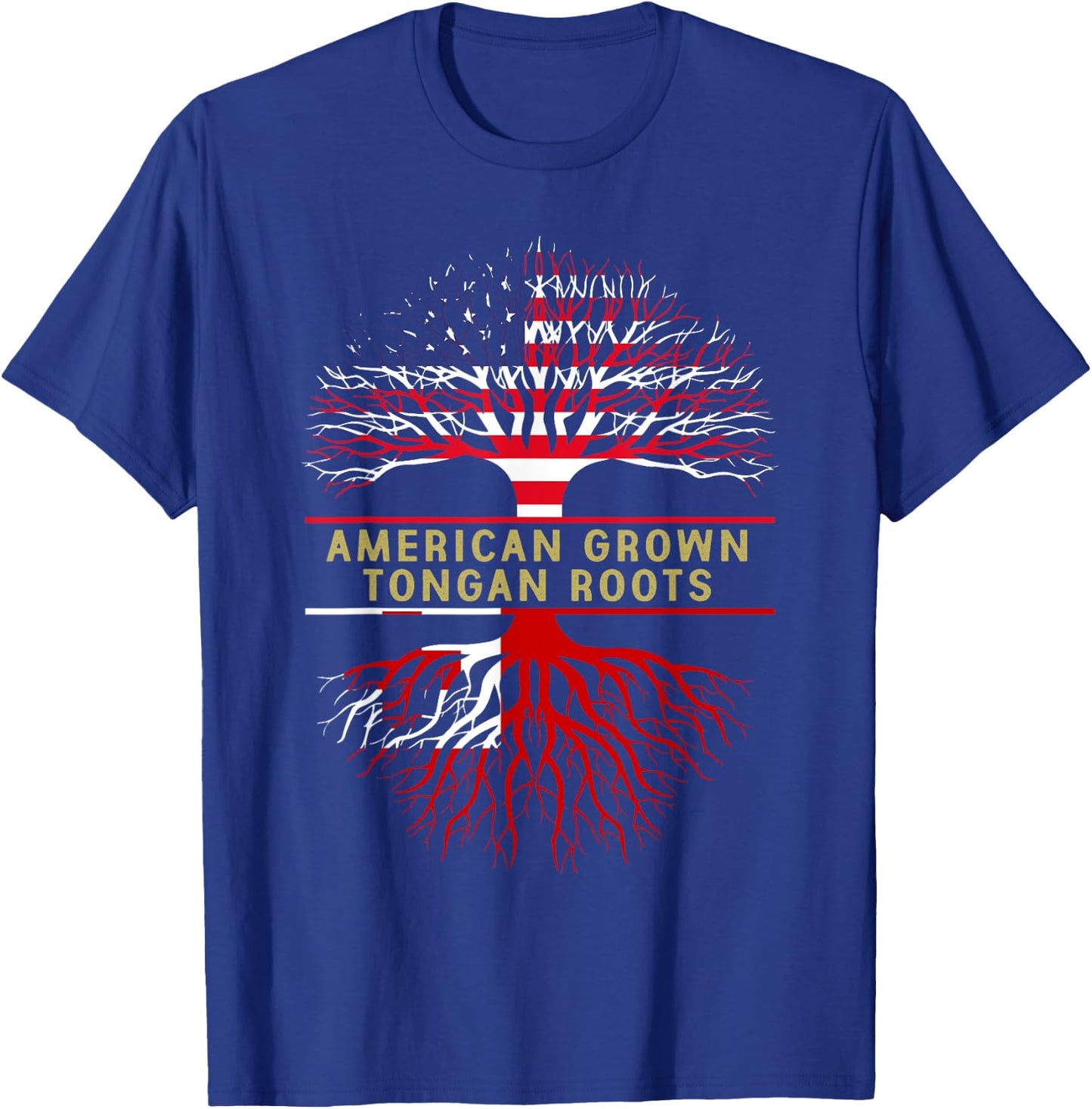 American Grown Tongan Roots America Tonga Tree Flag T-Shirt - T-Shirt | Royal