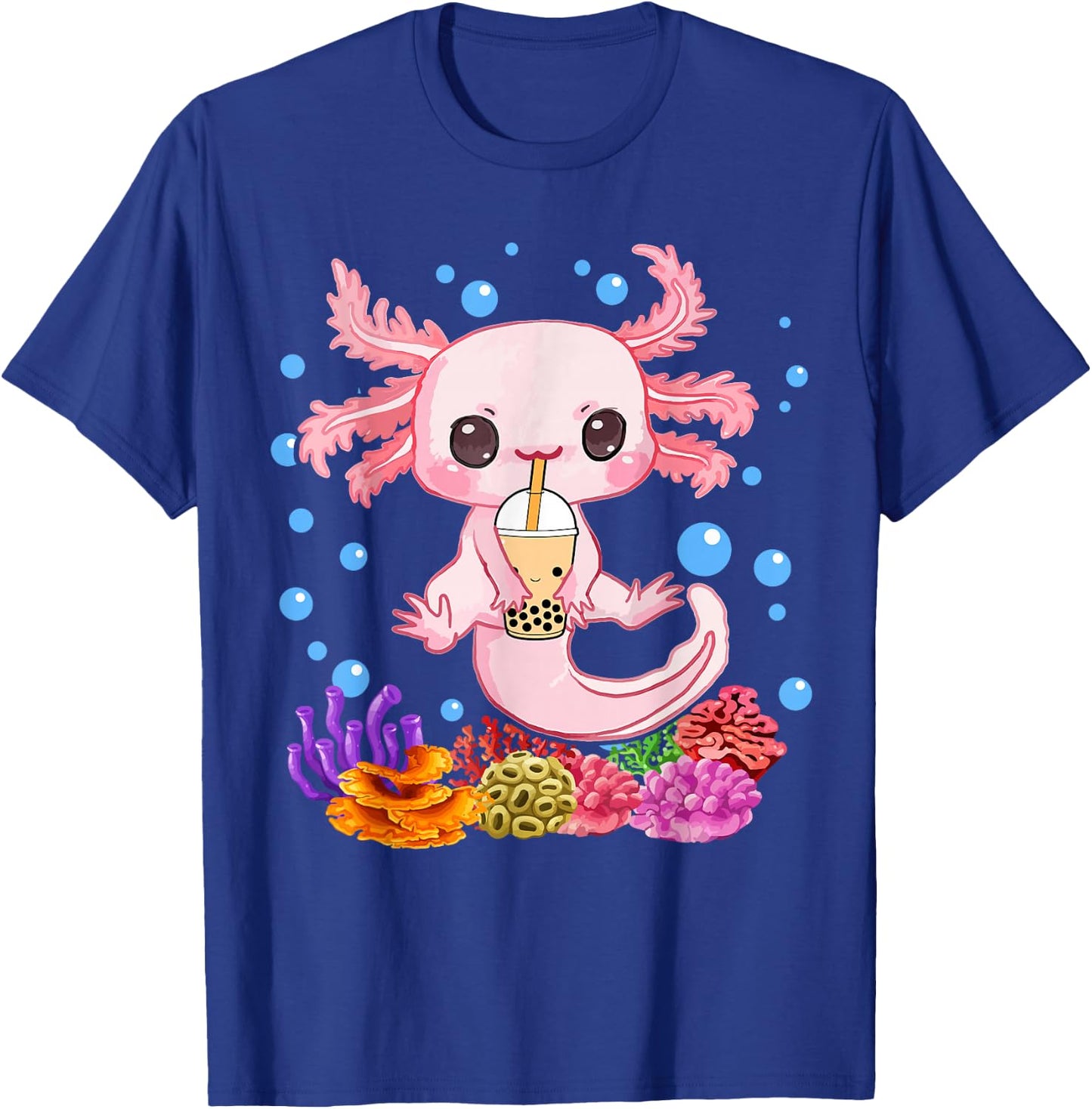 Axolotl Boba Tea Bobalotl Kids Teen Girl Cute Graphic Kawaii T-Shirt - T-Shirt | Royal