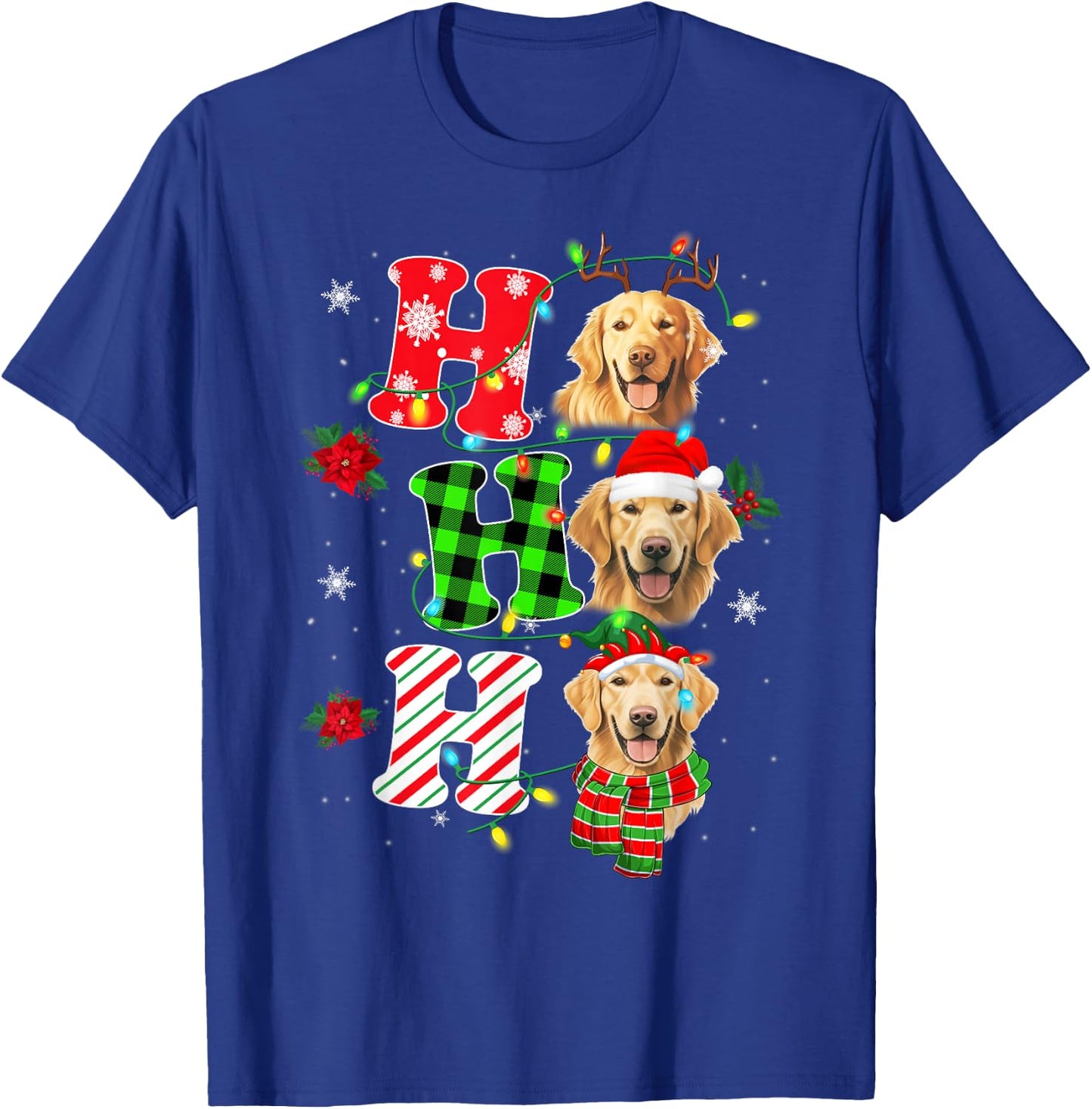 HO HO HO Golden retriever Funny Dog Christmas T-Shirt - T-Shirt | Royal