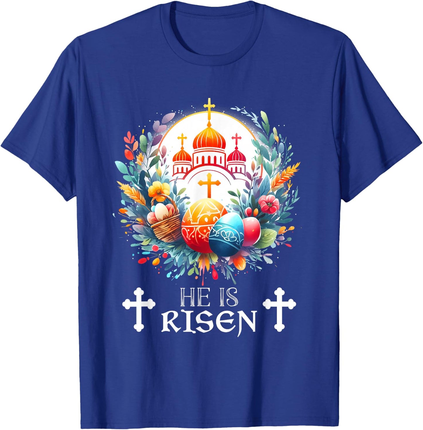 Christ is Risen Russian Greek Eastern Orthodox Pascha Easter T-Shirt - T-Shirt | Royal