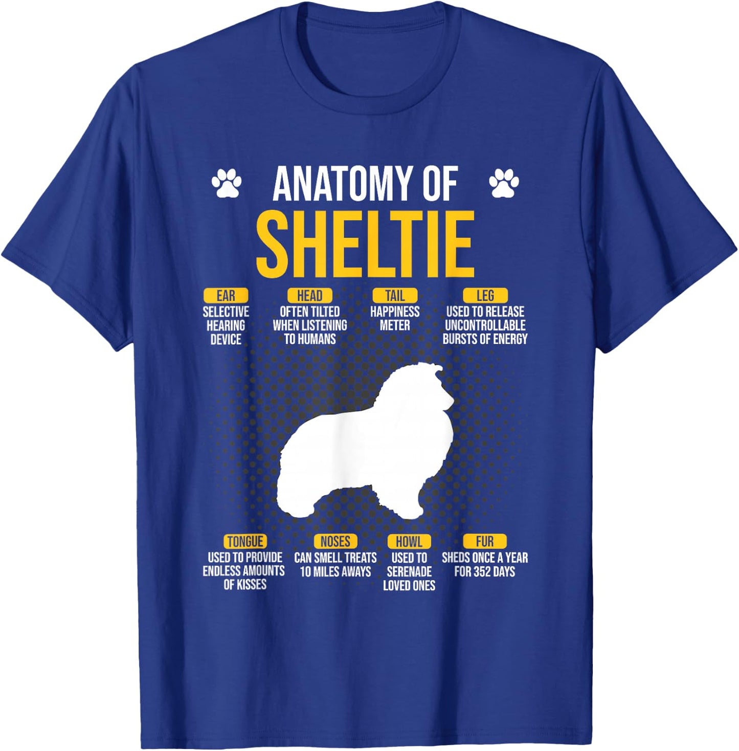 Anatomy Of Sheltie Dog Lover T-Shirt - T-Shirt | Royal