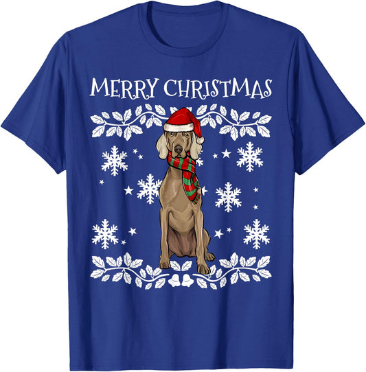 Merry Christmas Ornament Weimaraner Xmas Santa T-Shirt - T-Shirt | Royal