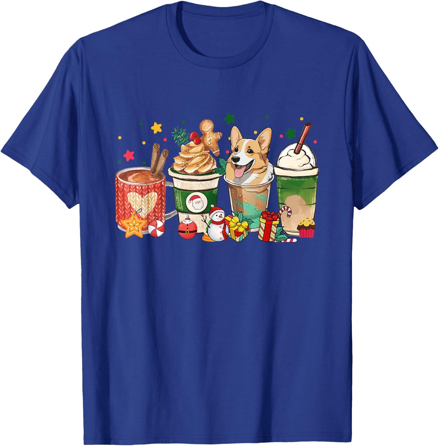 Corgi Dog Coffee Latte Christmas Dog Mom Xmas Pajamas Women T-Shirt - T-Shirt | Royal